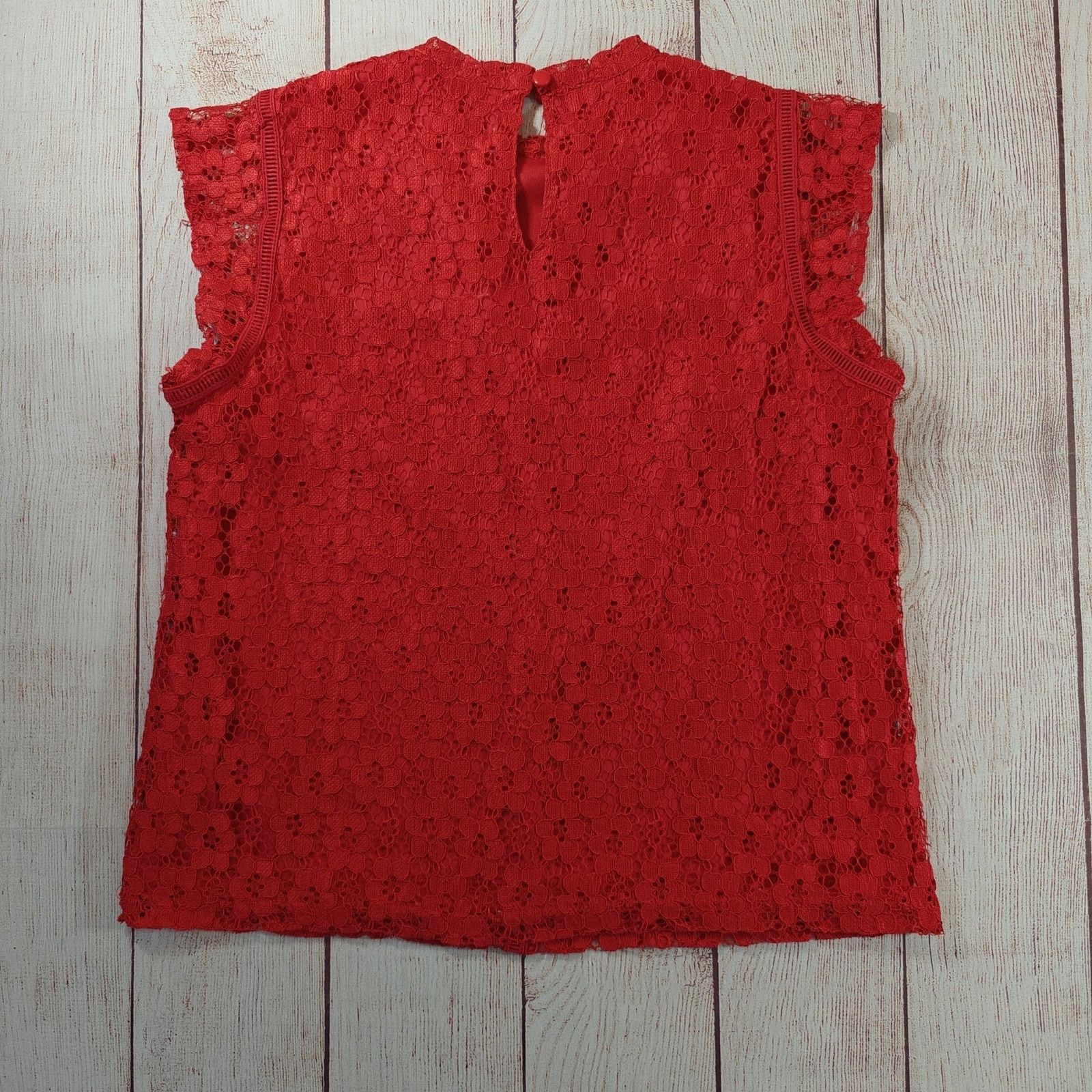Nanette Lepore High Neck Floral Lace Overlay Cap Sleeve Top sz S Size S / US 4 / IT 40 - 2 Thumbnail
