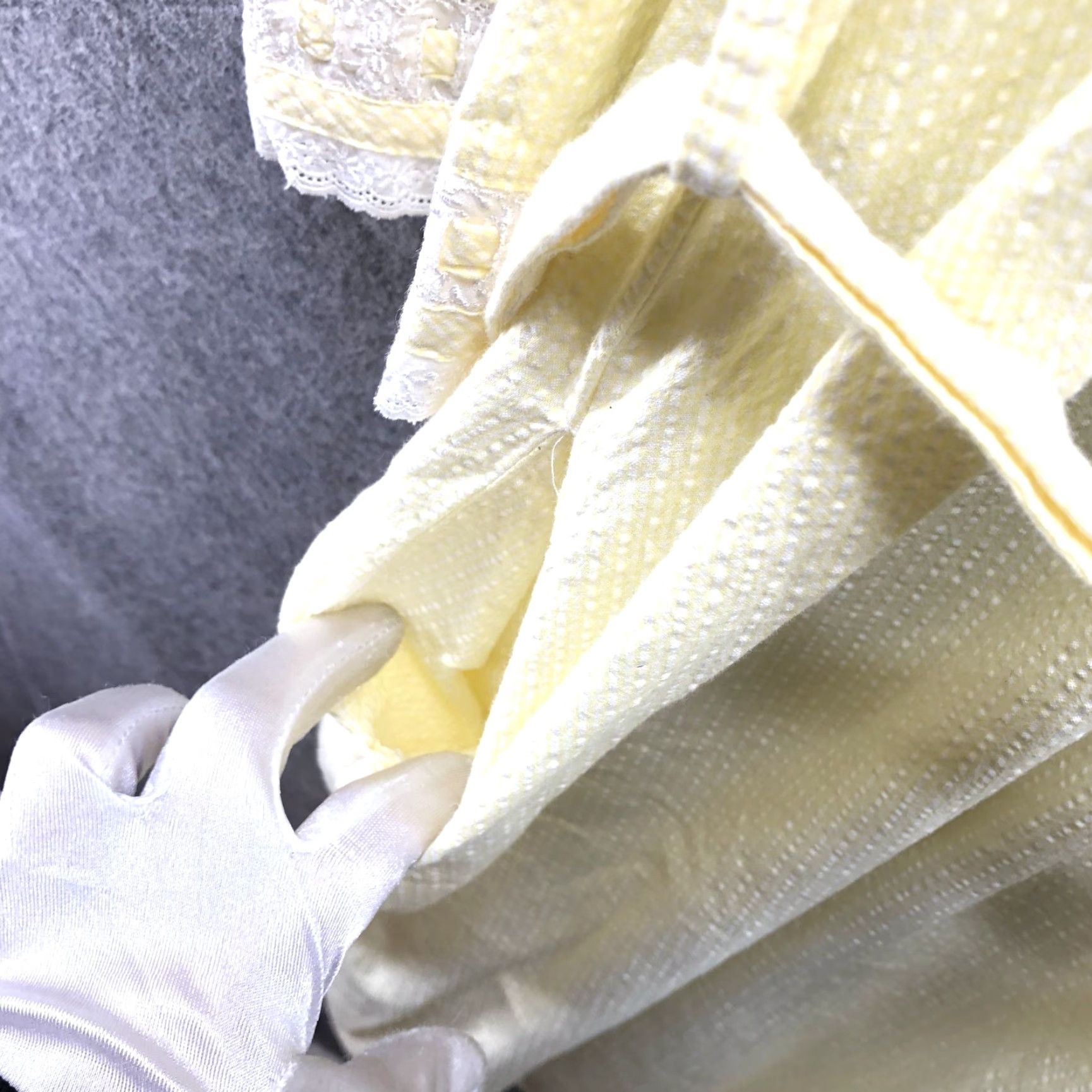 Vintage VINTAGE Eileen West Robe Womens M Yellow Cotton Seersucker Lounge Duster Romantic, VTG, 1990s, M, Womens Size ONE SIZE - 7 Thumbnail