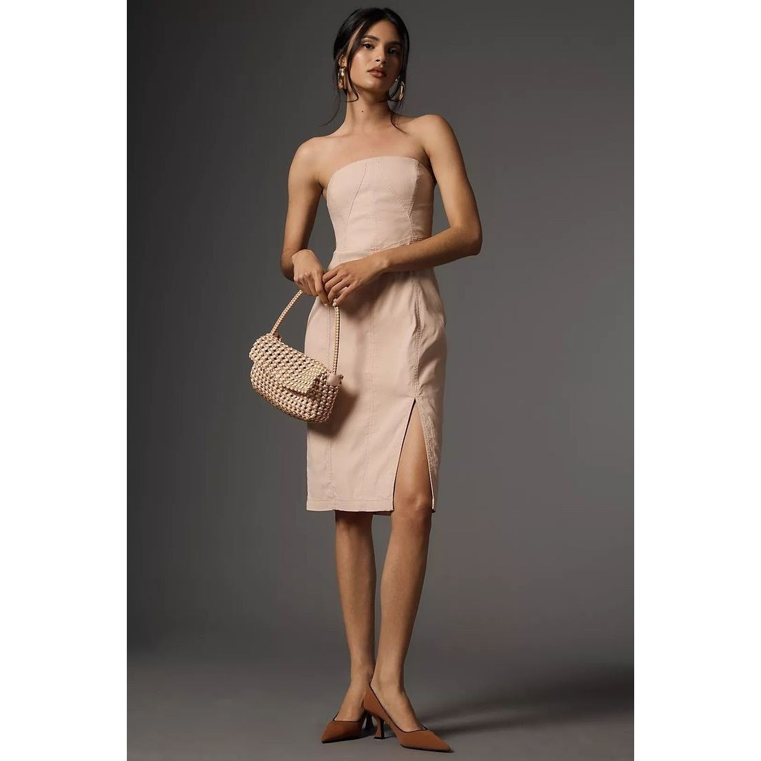 Anthropologie NWT Strapless Side-Slit Midi Dress $170 XL PETITE Pink Size XXL / US 16-18 / IT 52-54 - 1 Thumbnail