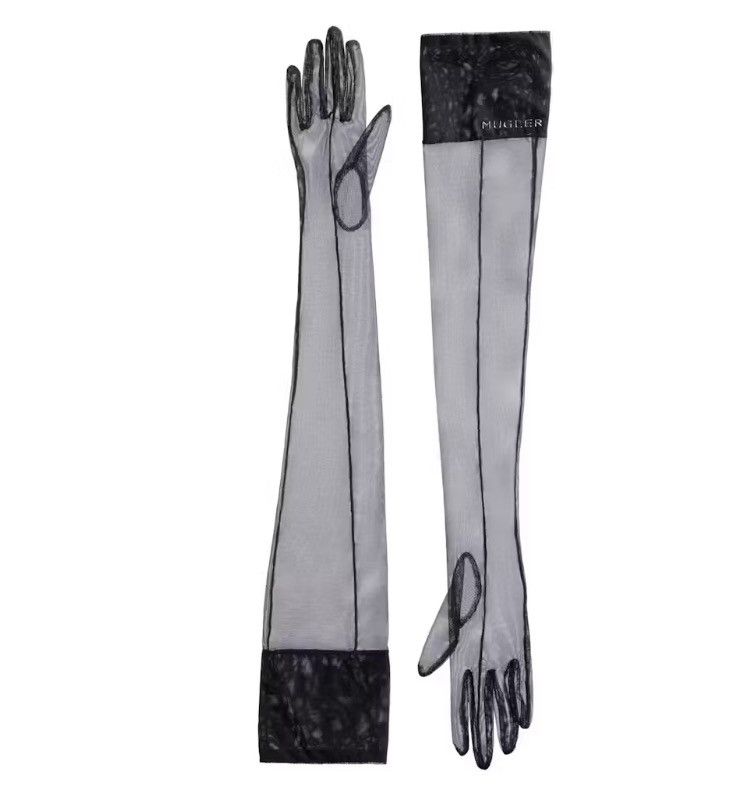 Mugler Mugler Black Sheer Long Gloves Size ONE SIZE - 1 Thumbnail