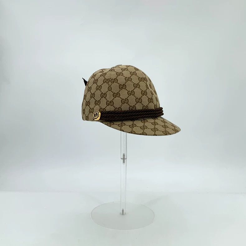 Gucci Gucci Brown logo jacquard full printed cotton cap baseball Size ONE SIZE - 2 Thumbnail
