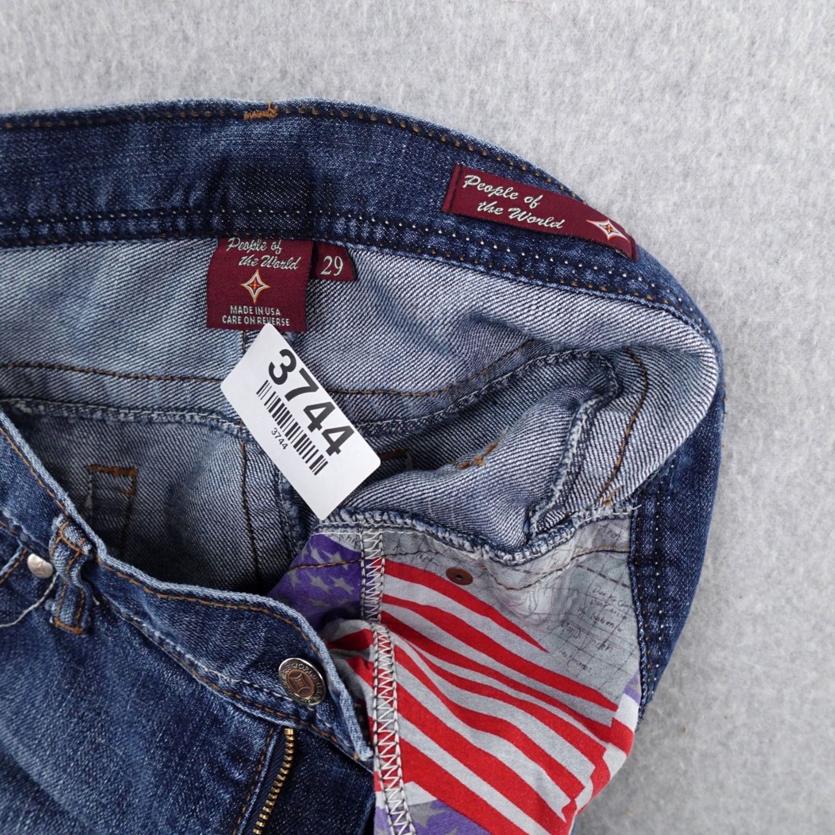 Vintage People of the World Jeans 29 (29X34) Embroidered Peacock Floral Blue Denim 5-Pocket Bootcut Women Adults Jeans Size 29" - 4 Thumbnail