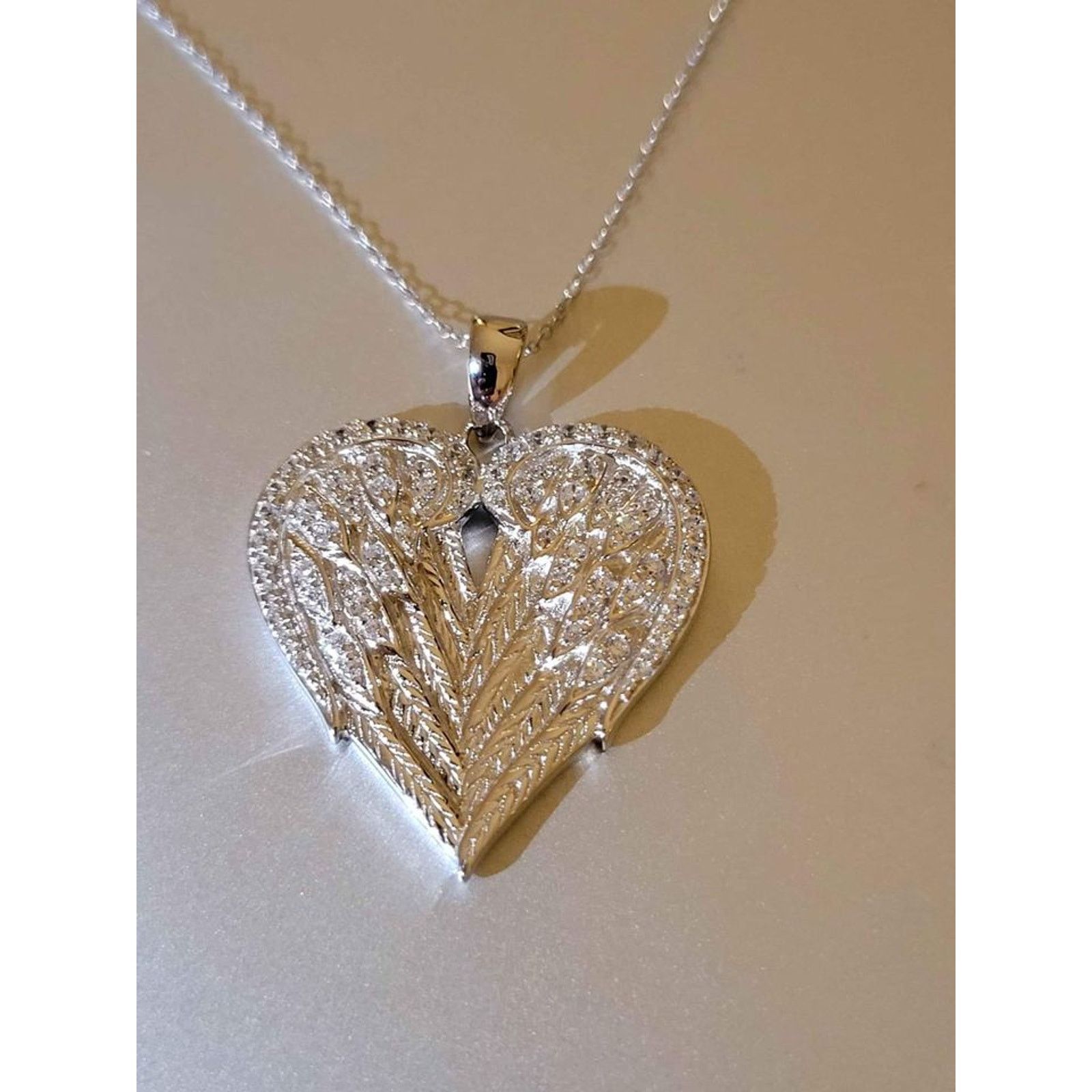 NBDN Nobrandedon PAJ Sterling Silver 925 Cubic Zirconia Winged Heart Necklace Size ONE SIZE - 2 Thumbnail
