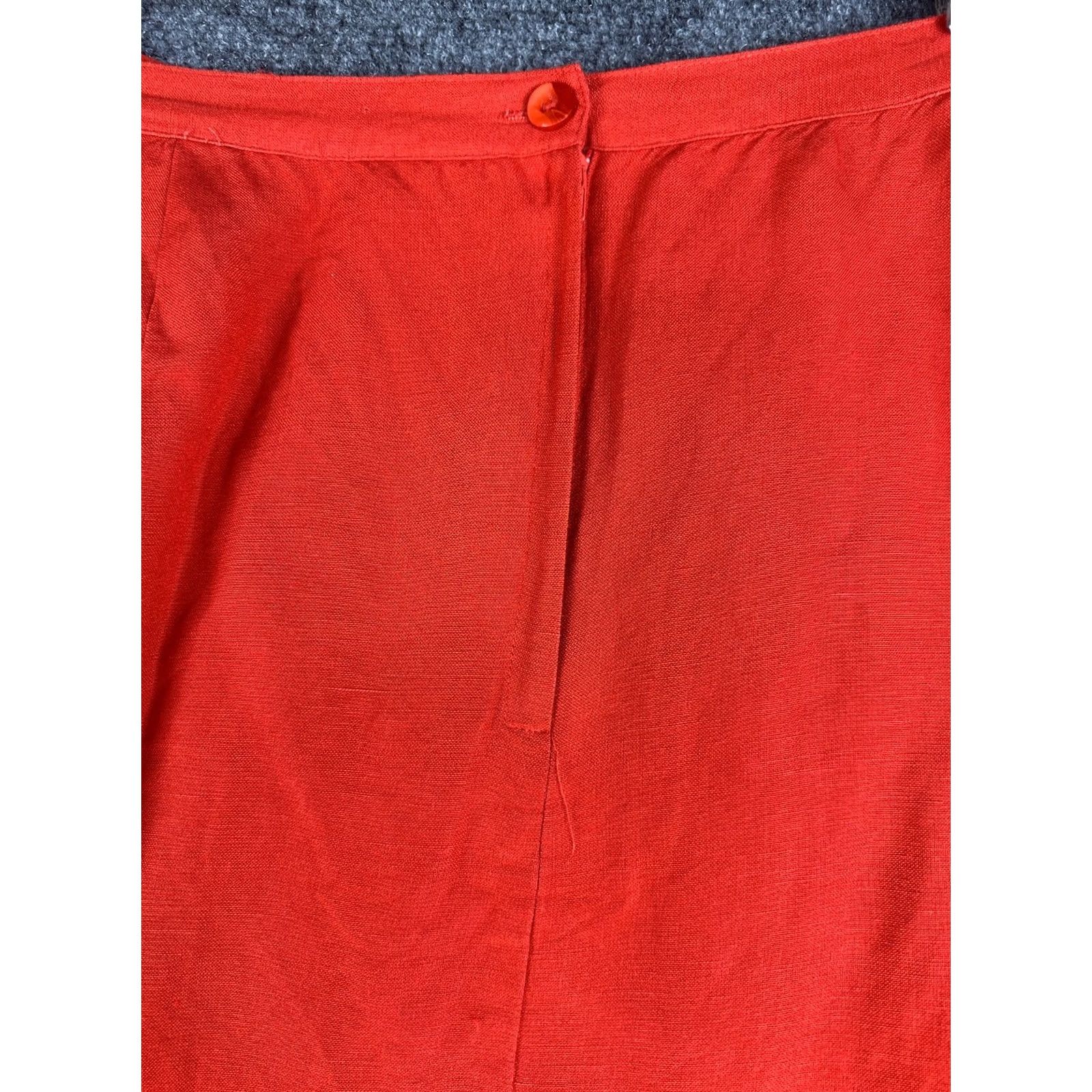 Vintage Ashley Stewart Skirt Womens 16W Red Fringe Maxi Back Zip Linen Size 38" / US 16 / IT 52 - 6 Thumbnail