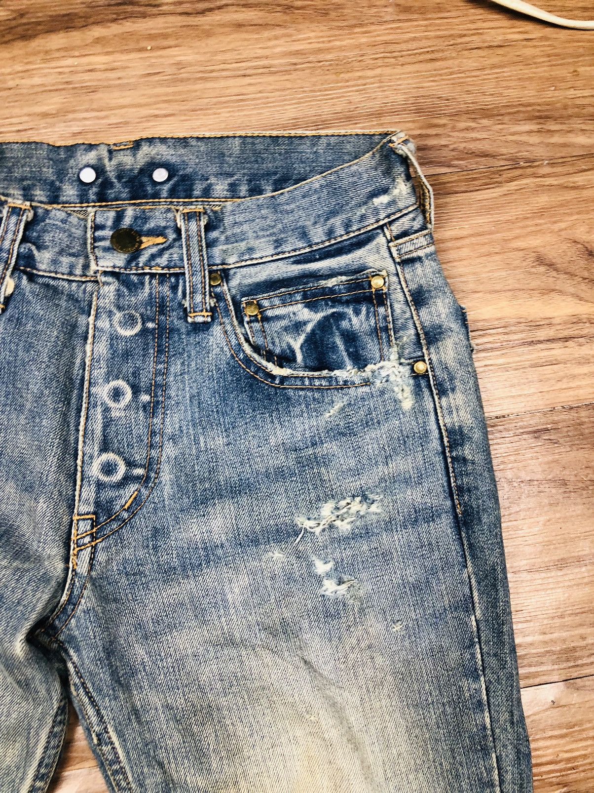 Japanese Brand Haricot Rouge Distressed Jeans (33) Size US 27 - 6 Thumbnail
