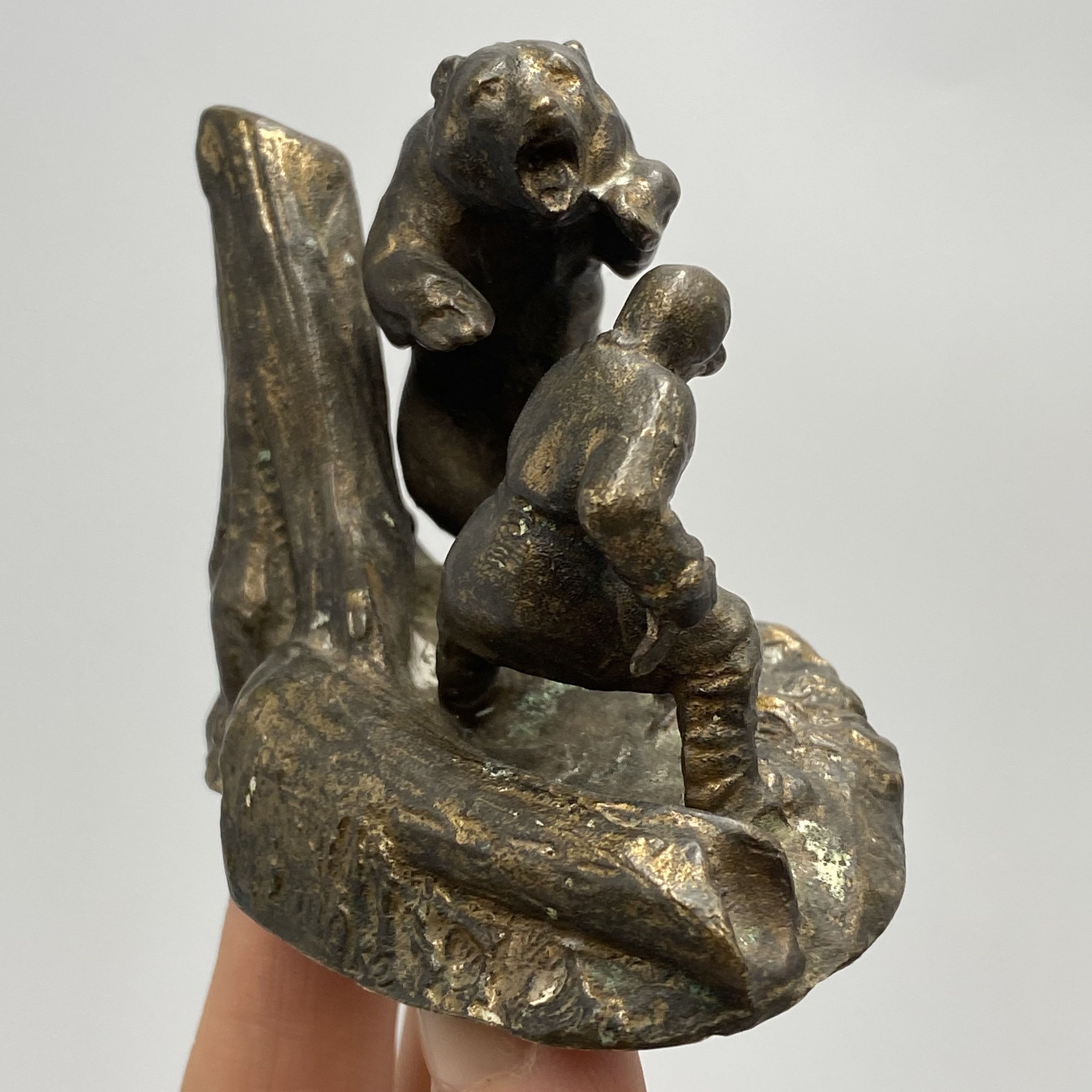 Vintage Vintage Soviet Bronze Bear Hunting Statue 1960s Size ONE SIZE - 2 Thumbnail