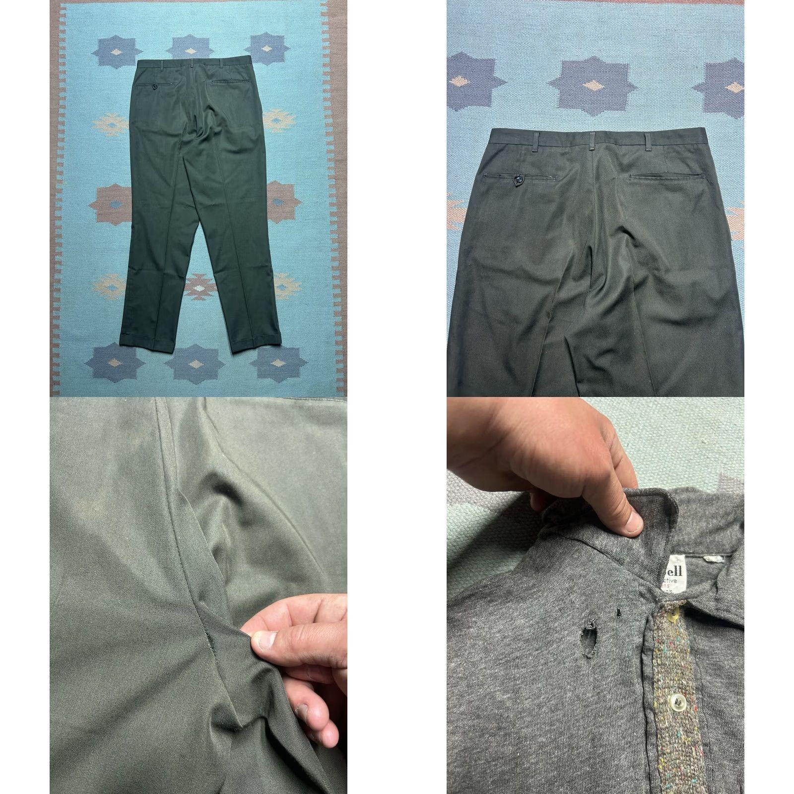 Vintage VINTAGE Koratron Work Pants Chino Green 33x30 Mens Workwear 60s 70s Size US 33 - 8 Thumbnail