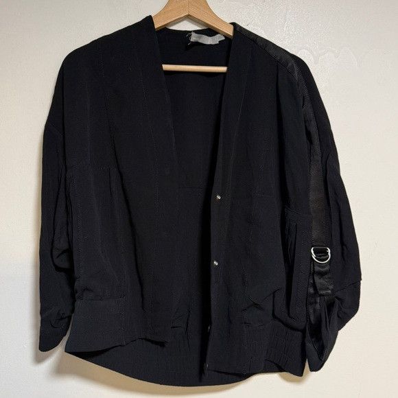 Vince Vince Black Button-Front Jacket w Satin Trim & D-Ring Sz S Size S / US 4 / IT 40 - 2 Thumbnail