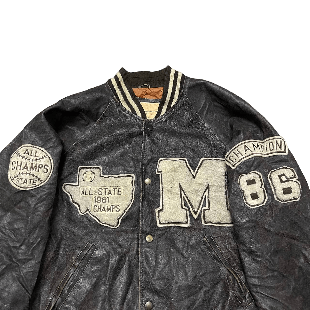 Leather Vintage 80s All State Champs Michigan Varsity Leather Jacket Size US M / EU 48-50 / 2 - 9 Thumbnail