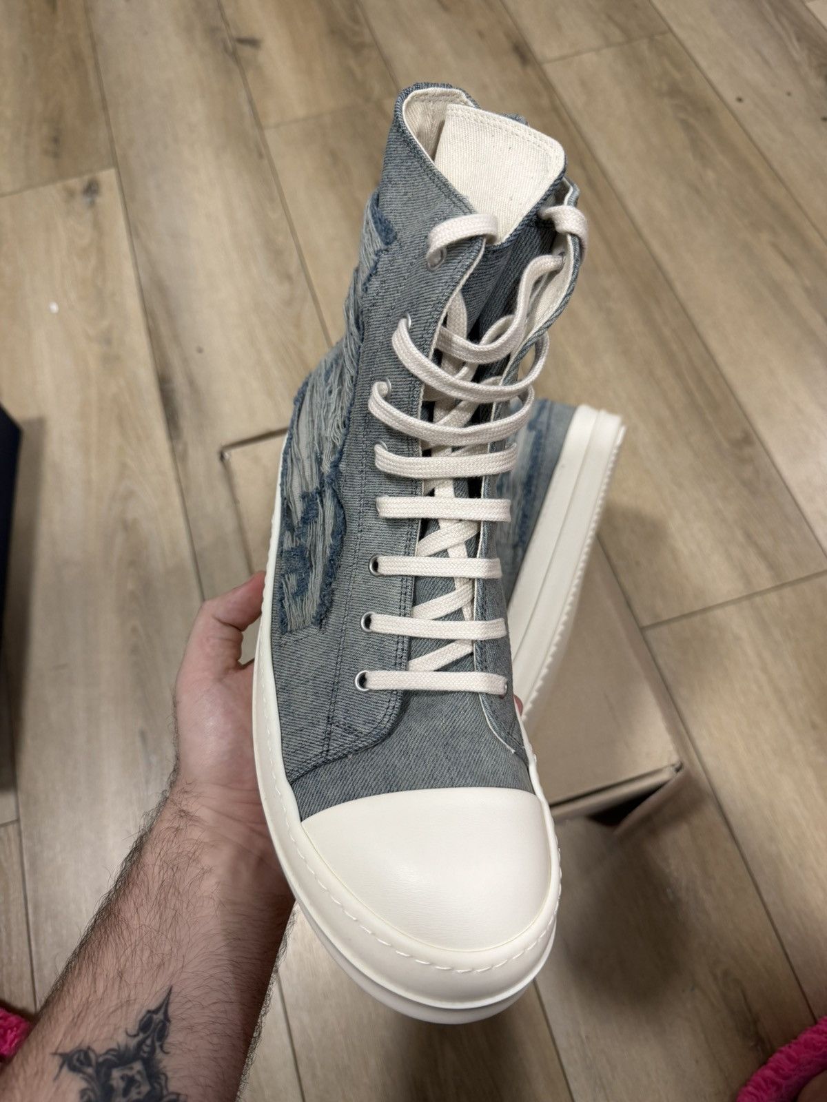 Rick Owens Rick owens drkshdwk deneim high top Size US 11 / EU 44 - 2 Thumbnail