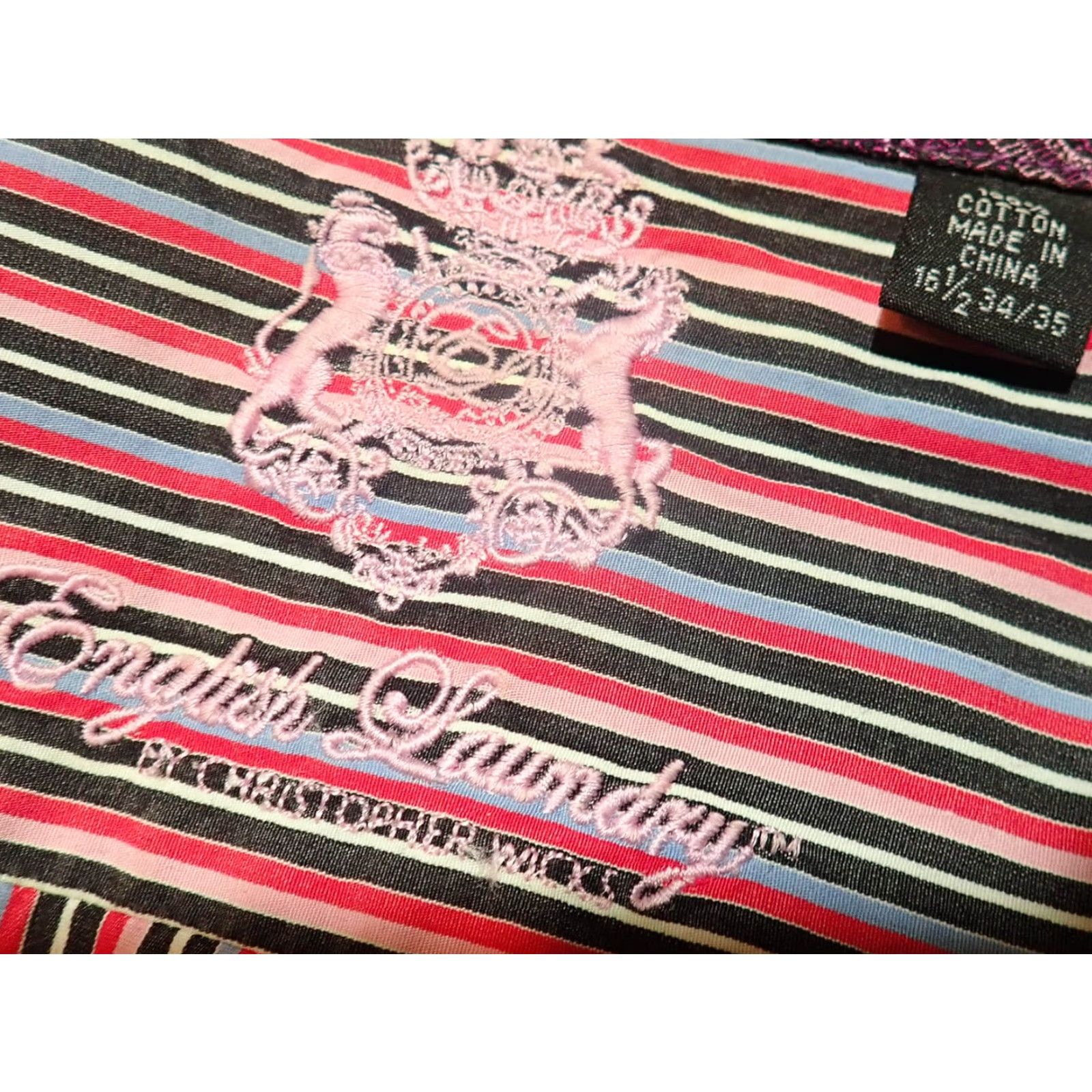 English Laundry English Laundry Button Shirt Mens L Stripe Cotton 16.5x34/35 Size US L / EU 52-54 / 3 - 4 Thumbnail