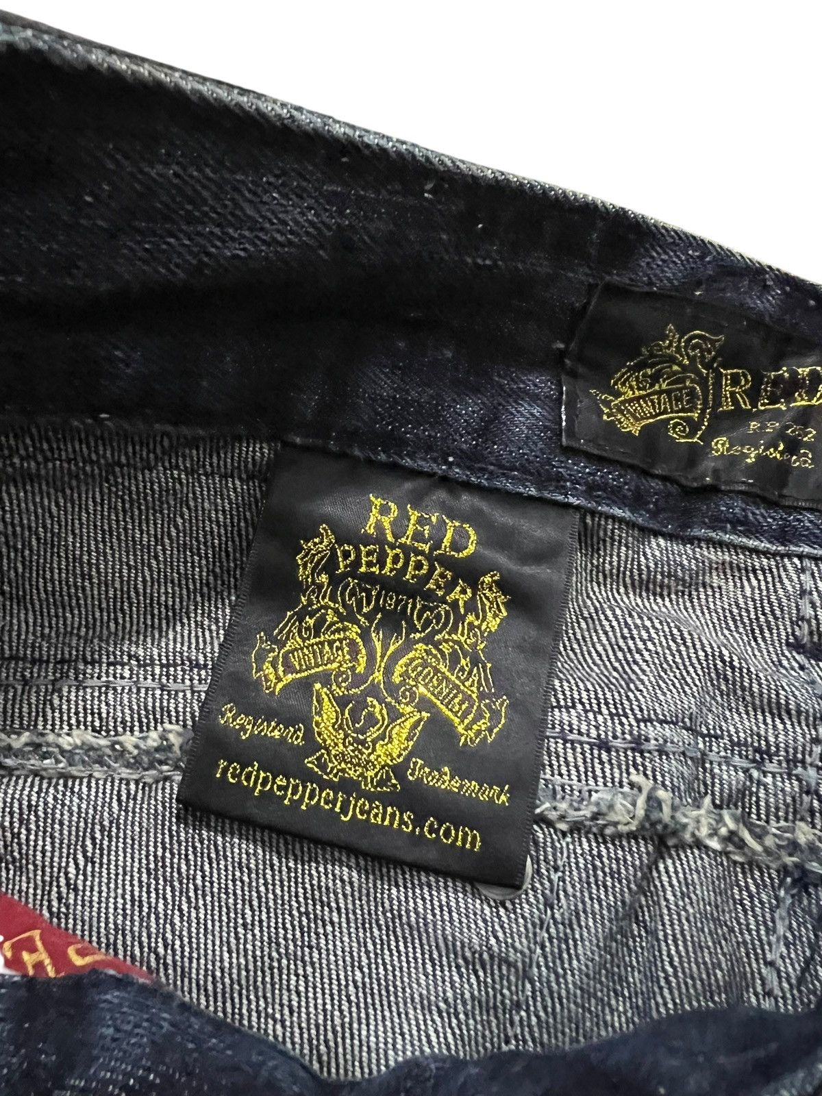 Japanese Brand Flare Redpepper Embroidery Skull Mud Wash Lowrise Jean Size US 31 - 11 Thumbnail