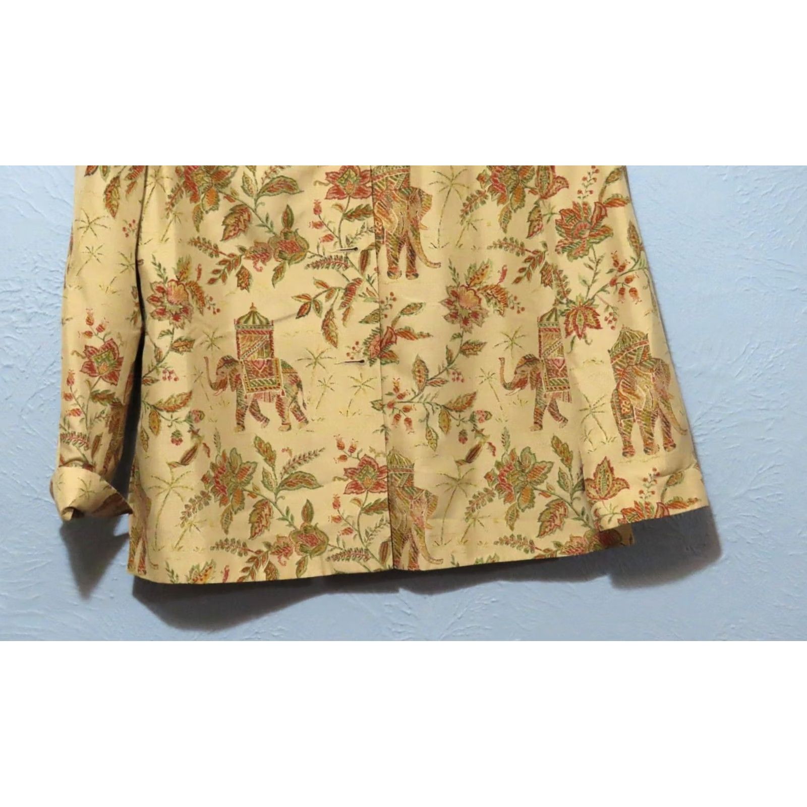 Talbots Talbots Blazer Dress Jacket Women 10 Silk Brown Elephant Floral Long Sleeve Button Lined SMALL? Size L / US 10 / IT 46 - 2 Thumbnail