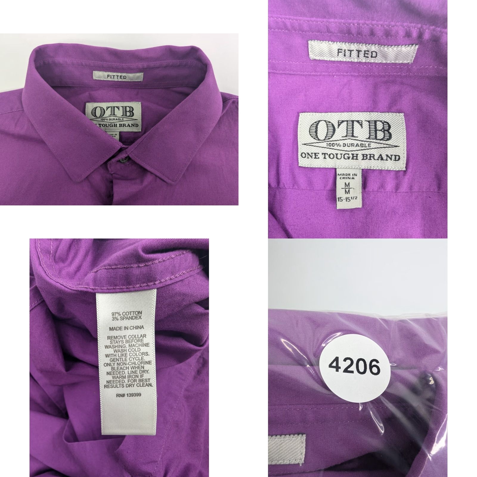 J Brand One Tough Brand OTB Shirt Men M 15/15.5 Purple Long Sleeve Button-Front Size US M / EU 48-50 / 2 - 8 Thumbnail