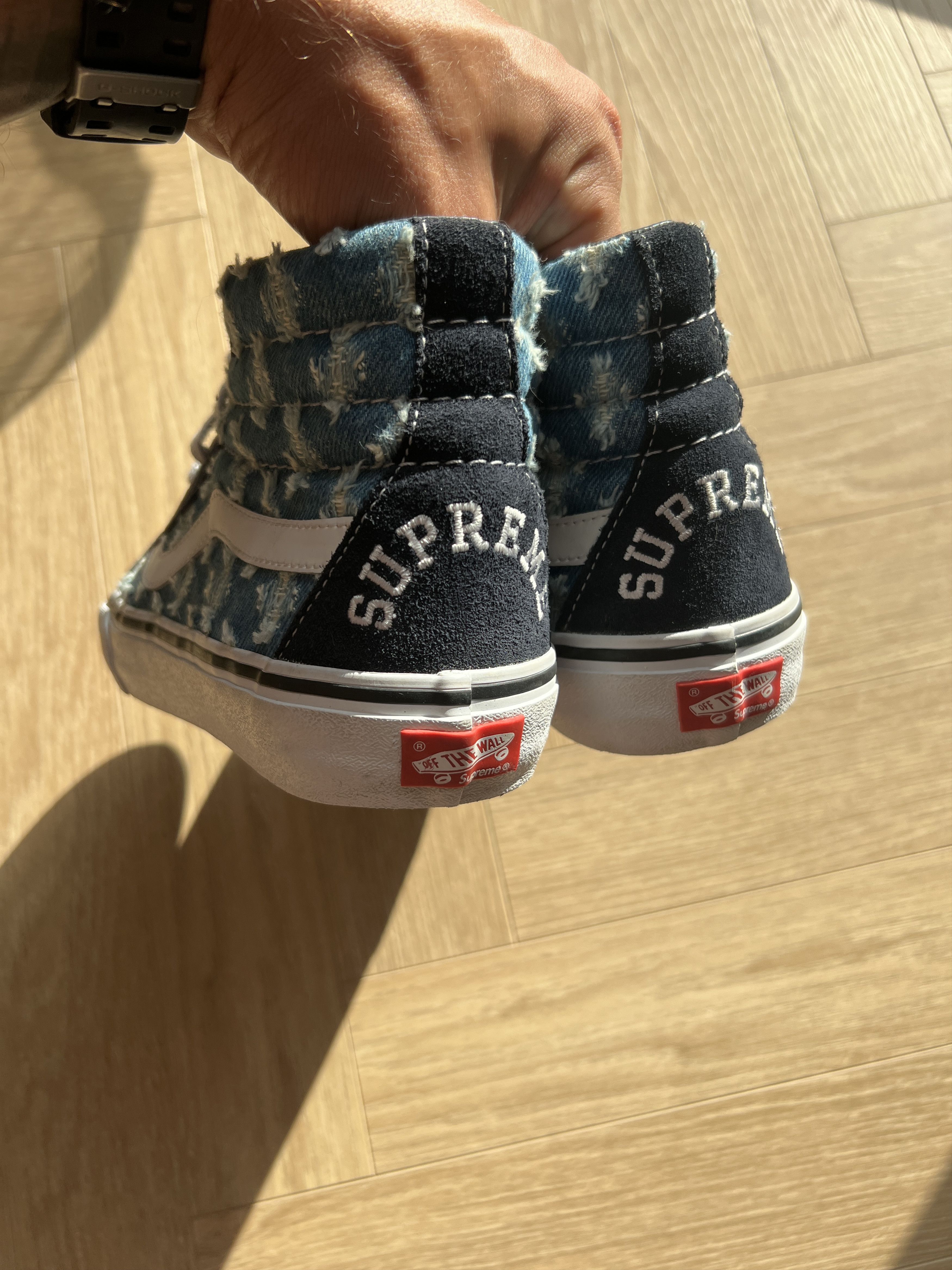 Supreme × Vans Supreme Vans Hi-Top Shoes Blue Denim Jeans SK8 Size US 8 / EU 41 - 11 Thumbnail