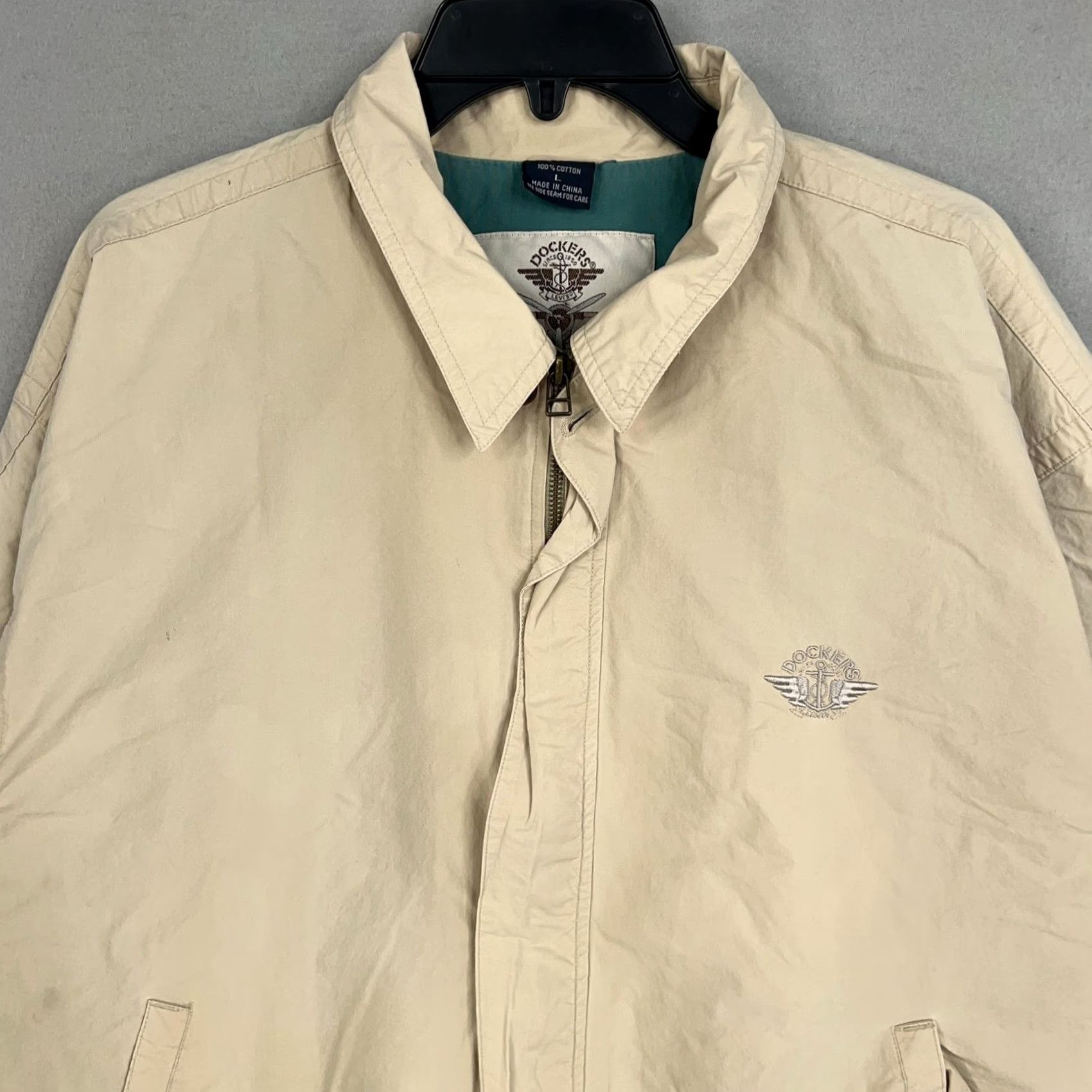 Dockers VINTAGE Dockers Jacket Mens XL Full Zip Bomber Coat Beige 80s 90s Size US L / EU 52-54 / 3 - 2 Thumbnail