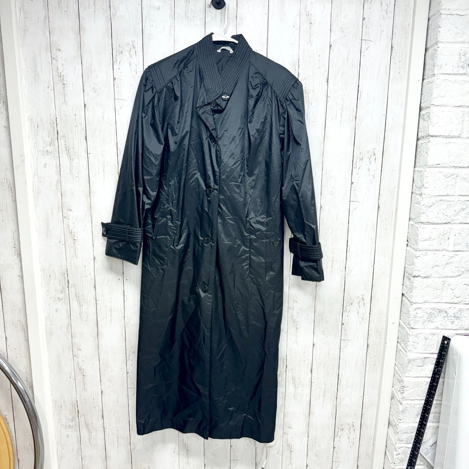 Vintage Vintage Windsor Bay Coat Size 6 Trench Sleek Black Button Size M / US 6-8 / IT 42-44 - 3 Thumbnail