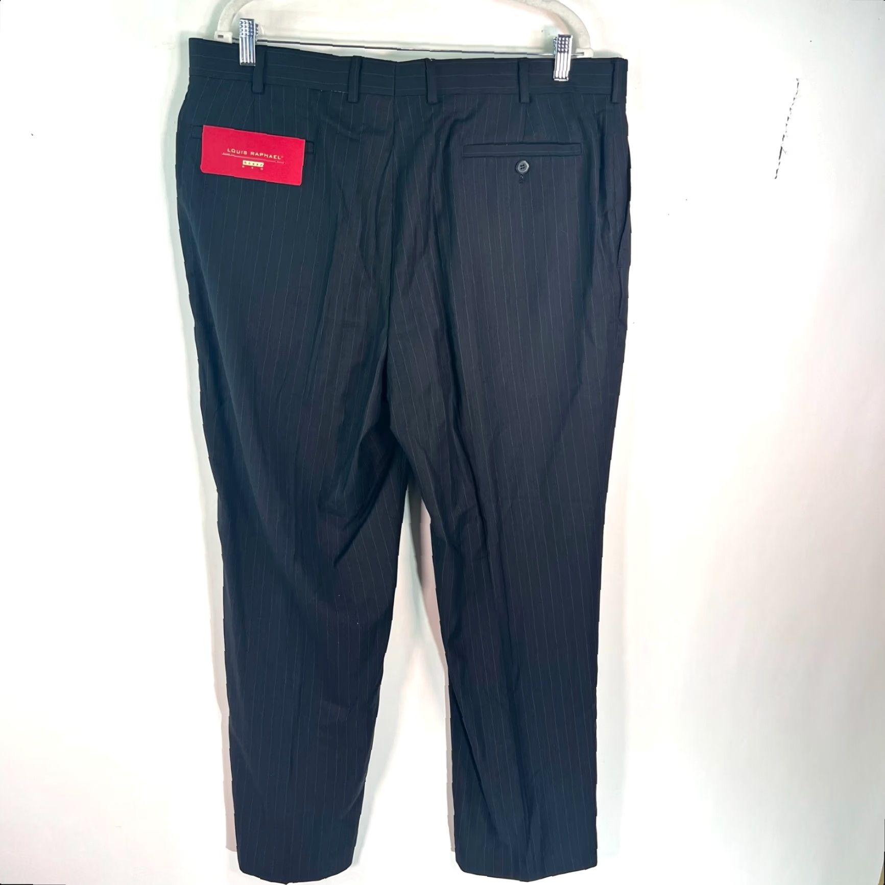 Vintage Louis Raphael Mens Dress Pants Flat Front Striped Black 40X32 Pants Mens Flat Front Striped Black Dress Pants 40X32 Size US 40 / EU 56 - 7 Thumbnail