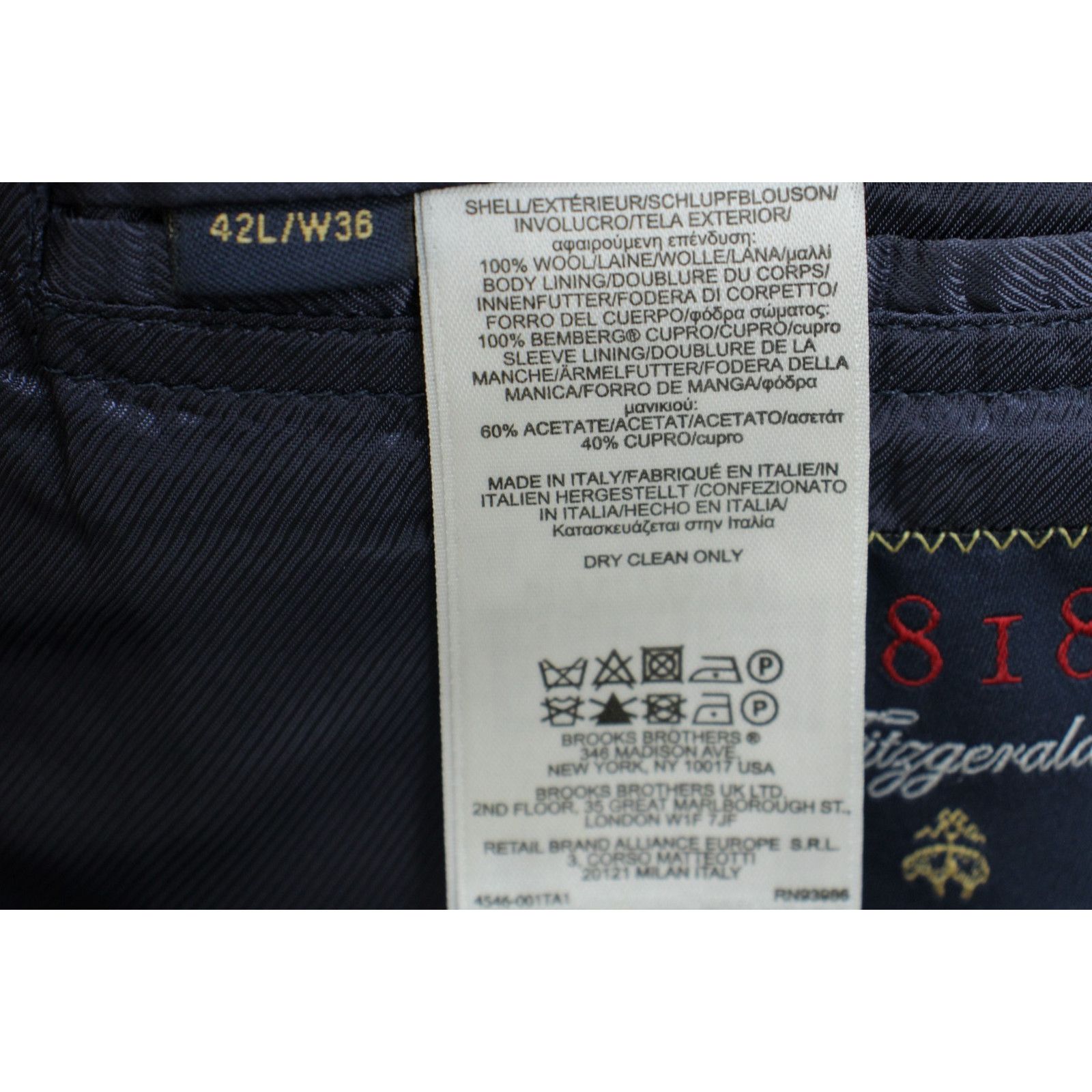 Brooks Brothers Brooks Brothers Blazer Mens 42L Blue Fitzgerald 100% Wool Size 42L - 7 Thumbnail