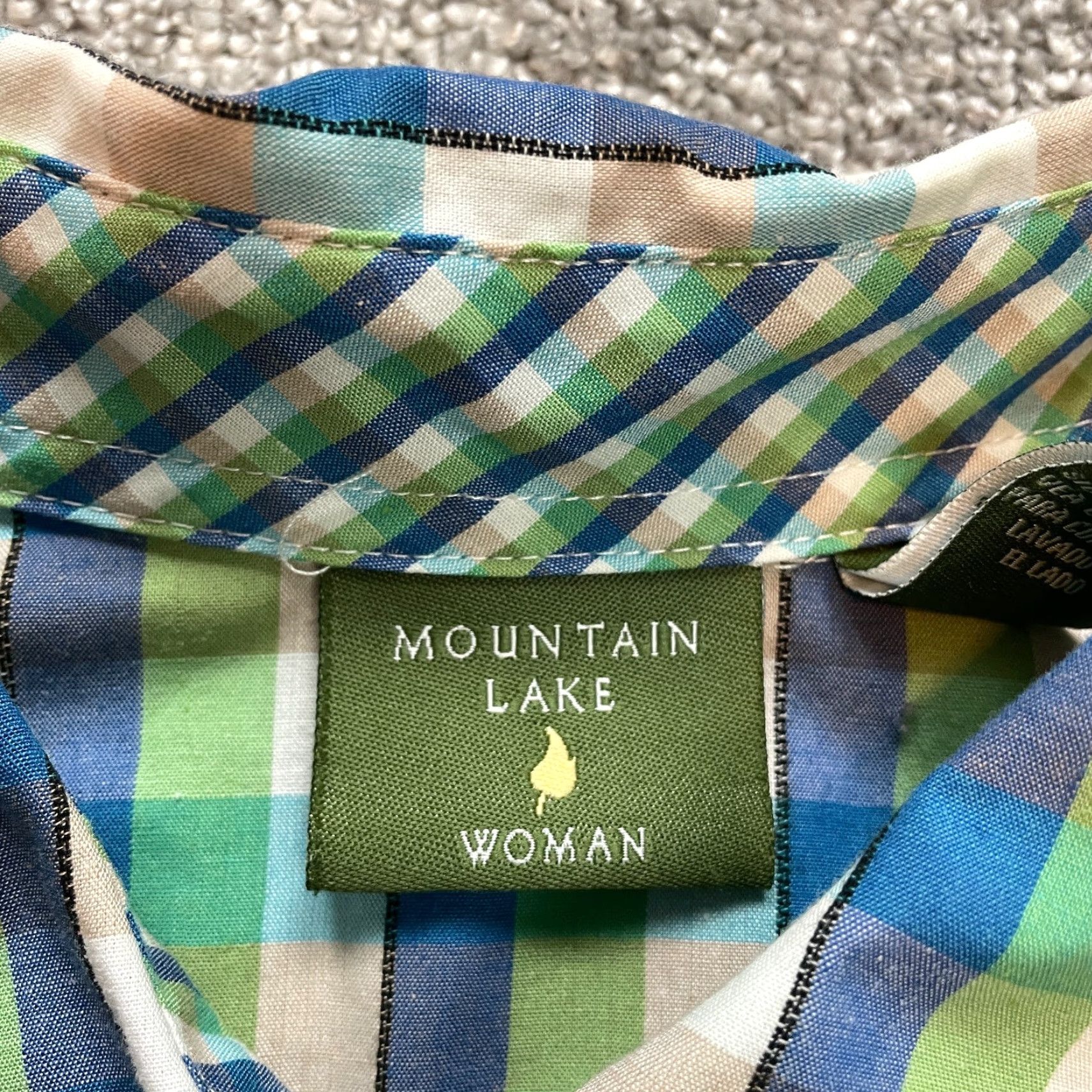 Vintage VINTAGE Mountain Lake Button Up Shirt Womens 24W Blue Green Plaid Long Sleeve Padded Top Size 4XL / US 24-26 - 3 Thumbnail