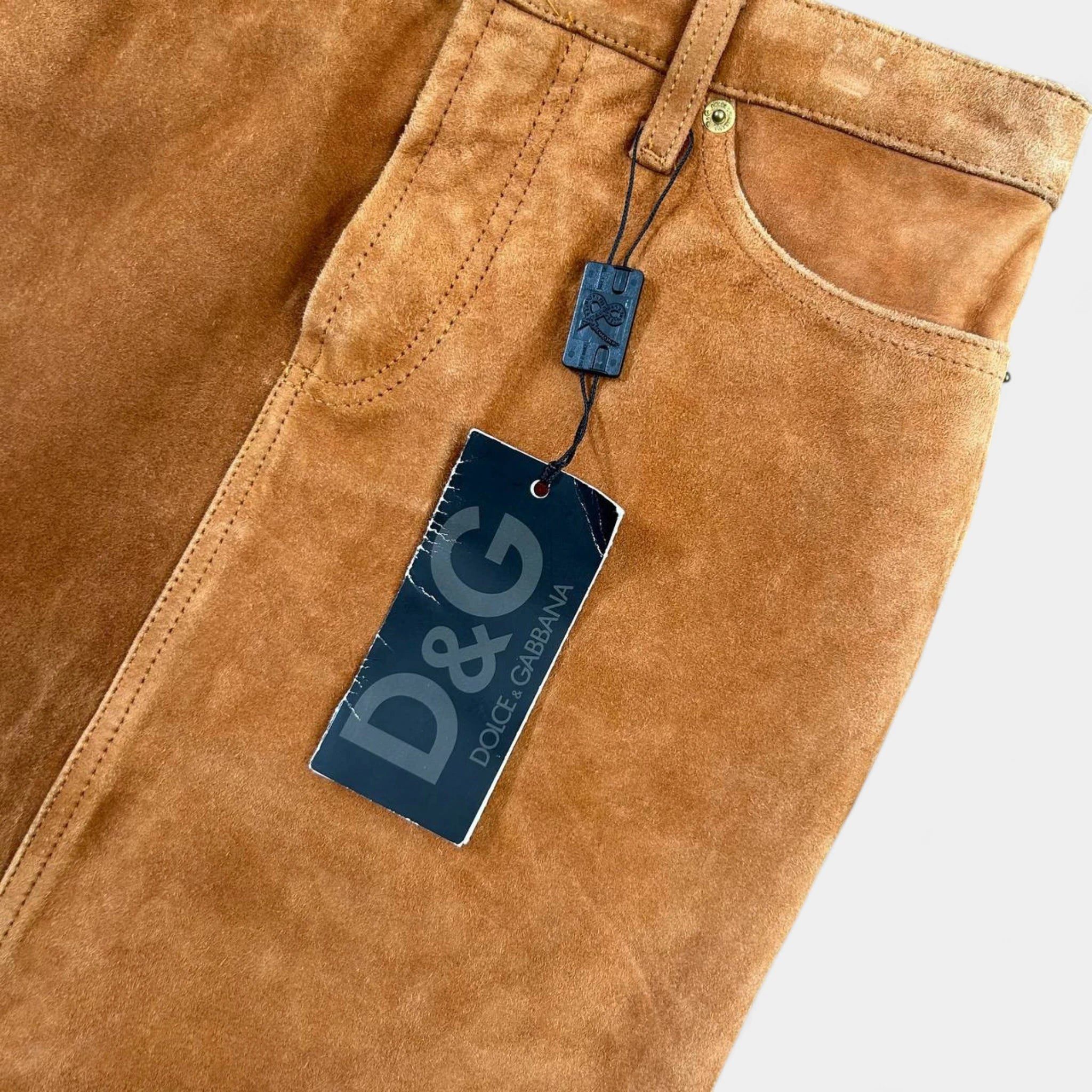 Dolce & Gabbana Dolce & Gabbana Hybrid Brown Suede and Blue Denim Long Skirt Size 26" / US 2 / IT 38 - 4 Thumbnail