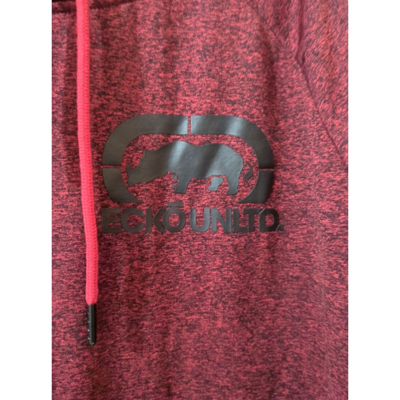 Ecko Unltd. Ecko Unltd Hooded Pullover Jacket Men M Red Marbled Sleeve Black Logo Pullover Hooded Fleece Polyester Size US M / EU 48-50 / 2 - 3 Thumbnail