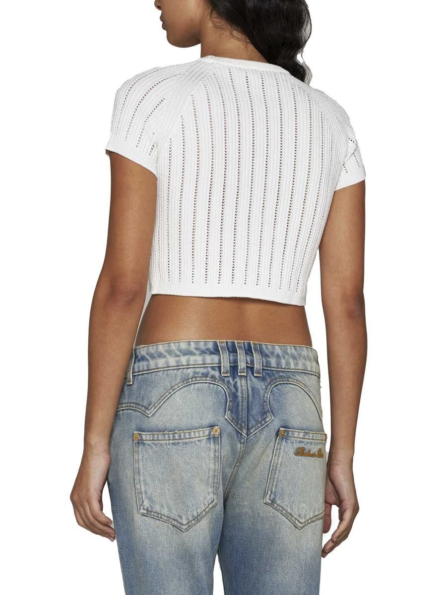 Balmain o1s1wg110825 3 Button Cropped Top in White Size S / US 4 / IT 40 - 3 Thumbnail