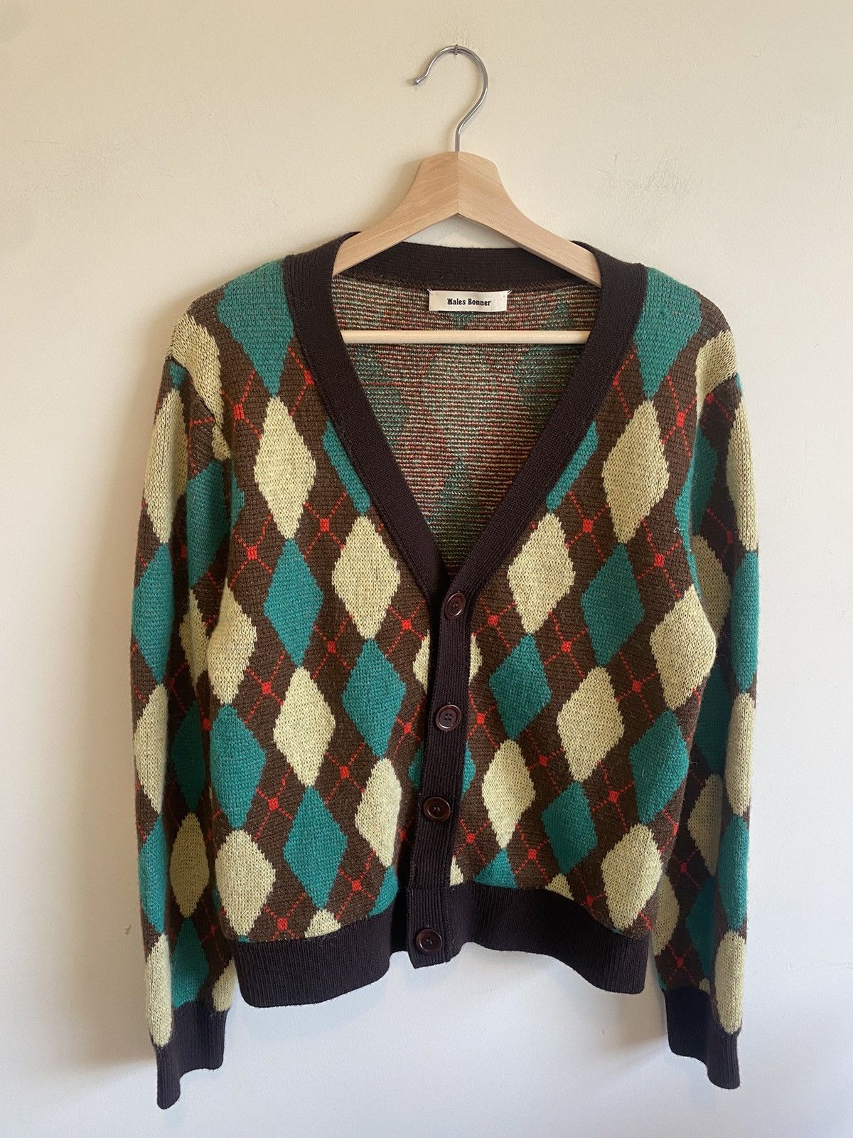 Wales Bonner Wales Bonner Argyle Knit Merino Wool Cardigan Knit Small |  Grailed