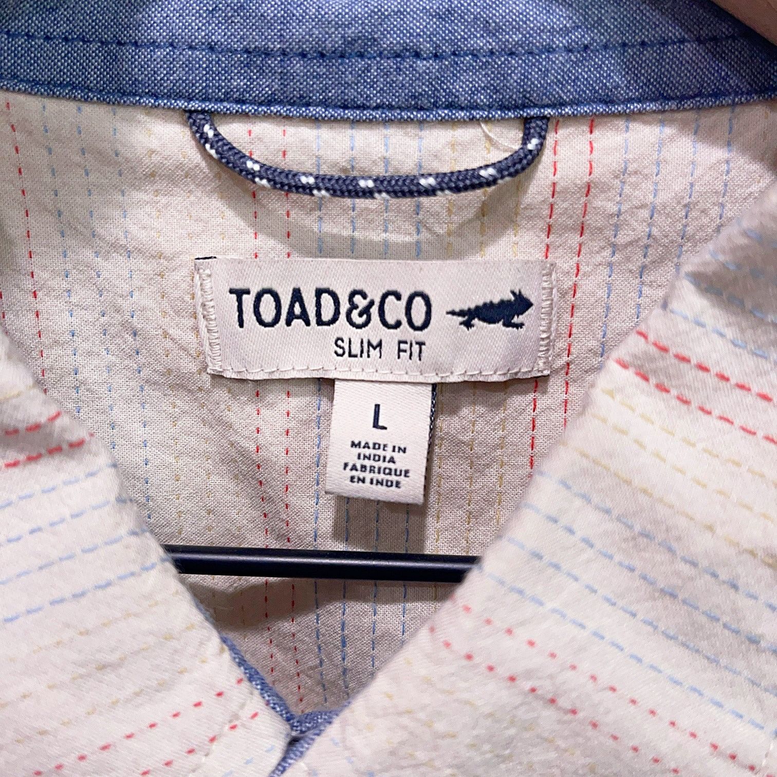 Other Toad & Co Organic Cotton Lawn Shirt Beige Stripe Slim Mens L Size US L / EU 52-54 / 3 - 5 Thumbnail