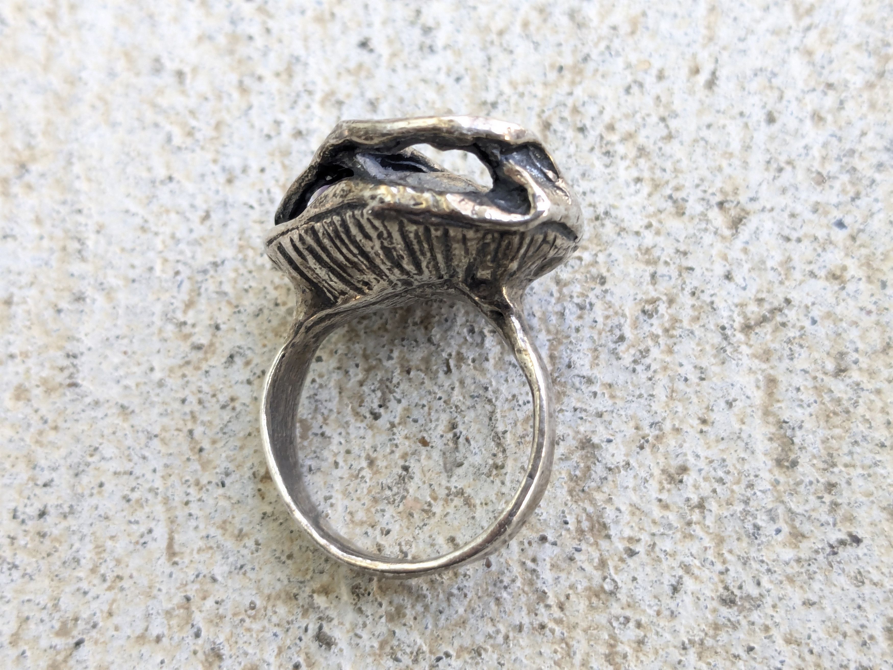 Jewelry × Vintage Vintage Sterling Silver Ring Purple Amethyst 6.5 Brutalist Size ONE SIZE - 7 Thumbnail