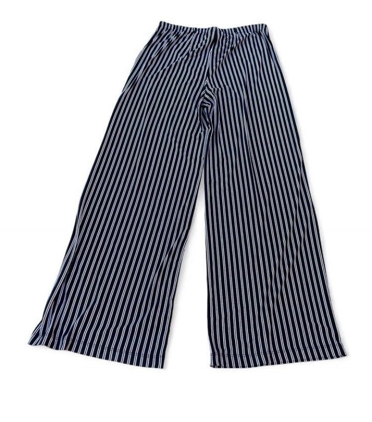 Chicos Chico’s Y2K Black White stripe Wide Leg Palazzo Pants Size 0 Size 25" / US 0 / IT 36 - 2 Thumbnail