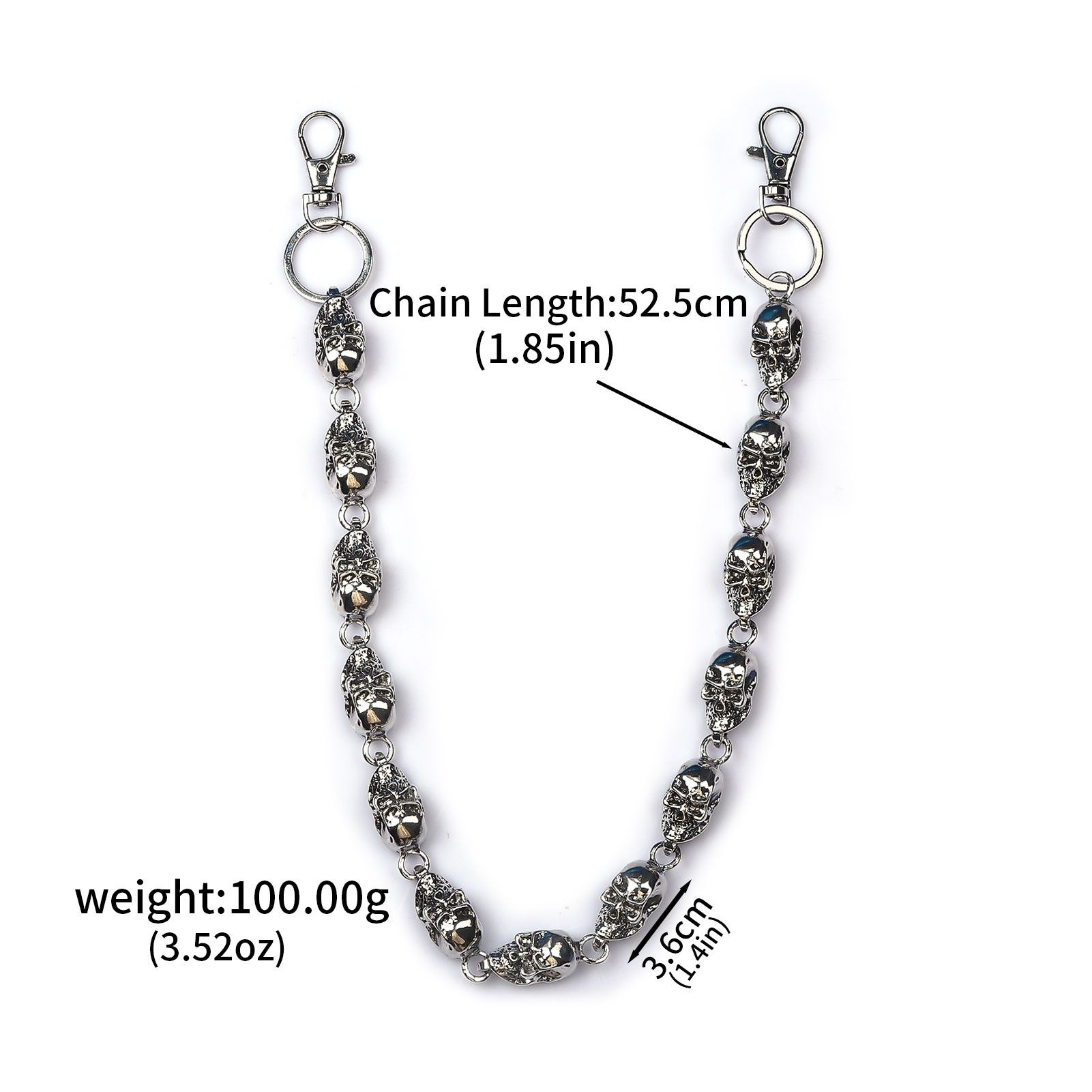 Jewelry Metal Big Skull Wallet Chain, Pants Chain Size ONE SIZE - 2 Thumbnail