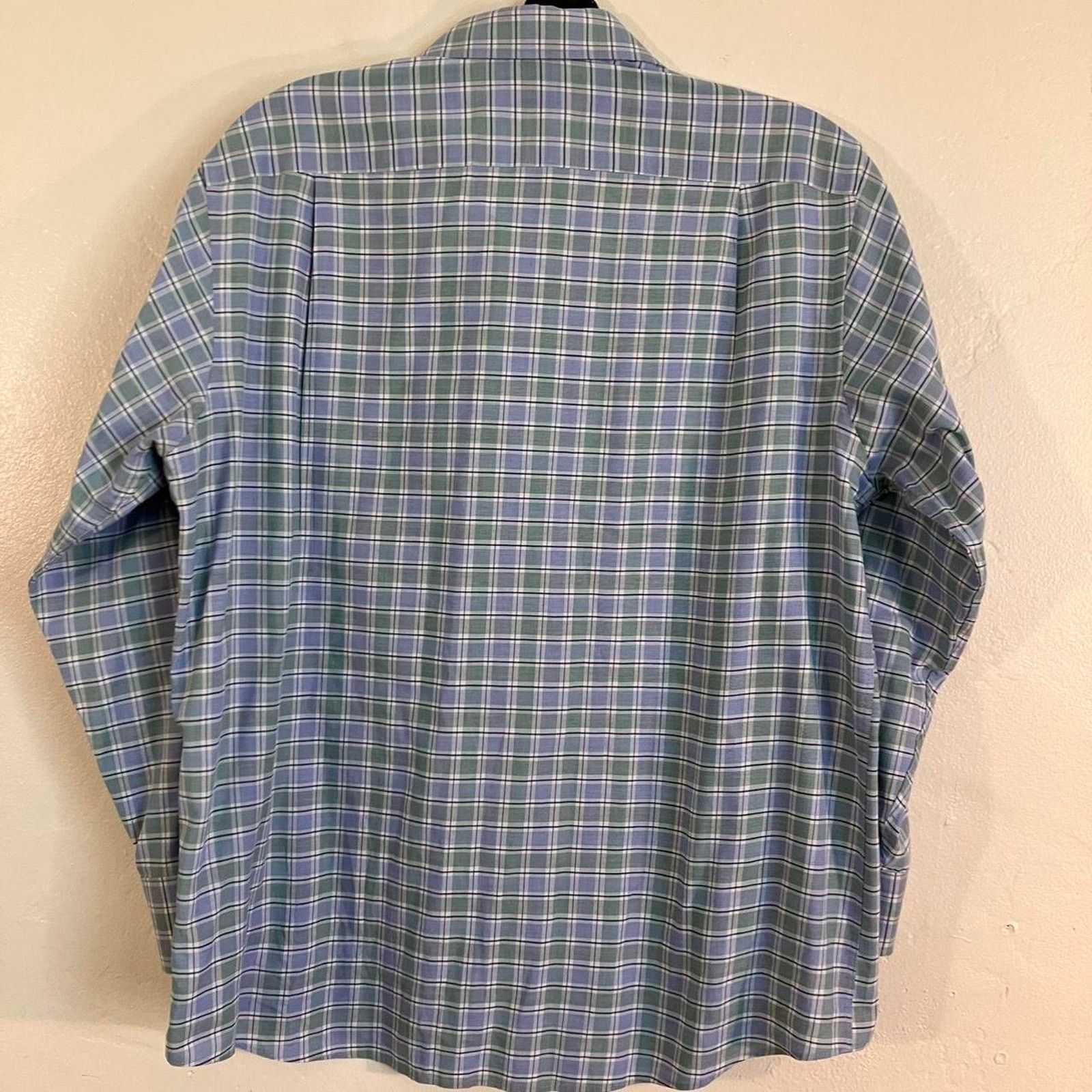 Tommy Hilfiger Tommy Hilfiger Blue Green Plaid Gingham Dress Shirt Size US L / EU 52-54 / 3 - 5 Thumbnail
