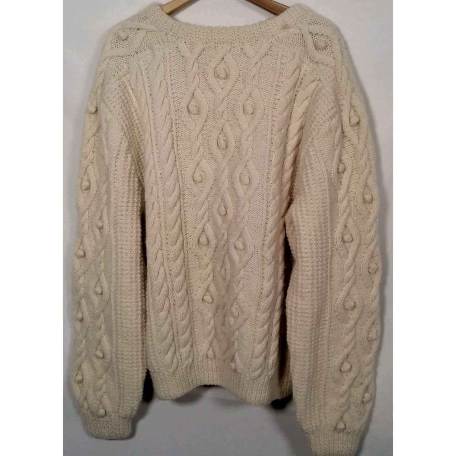 Vintage VINTAGE Handknit Fisherman Sweater XL Ivory Cable Knit Pullover Men Size US XL / EU 56 / 4 - 2 Thumbnail