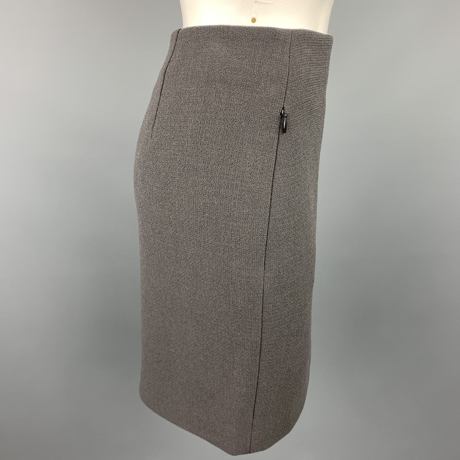 Akris AKRIS Size 4 Grey Wool Back Pencil Skirt Size 27" / US 4 / IT 40 - 2 Thumbnail