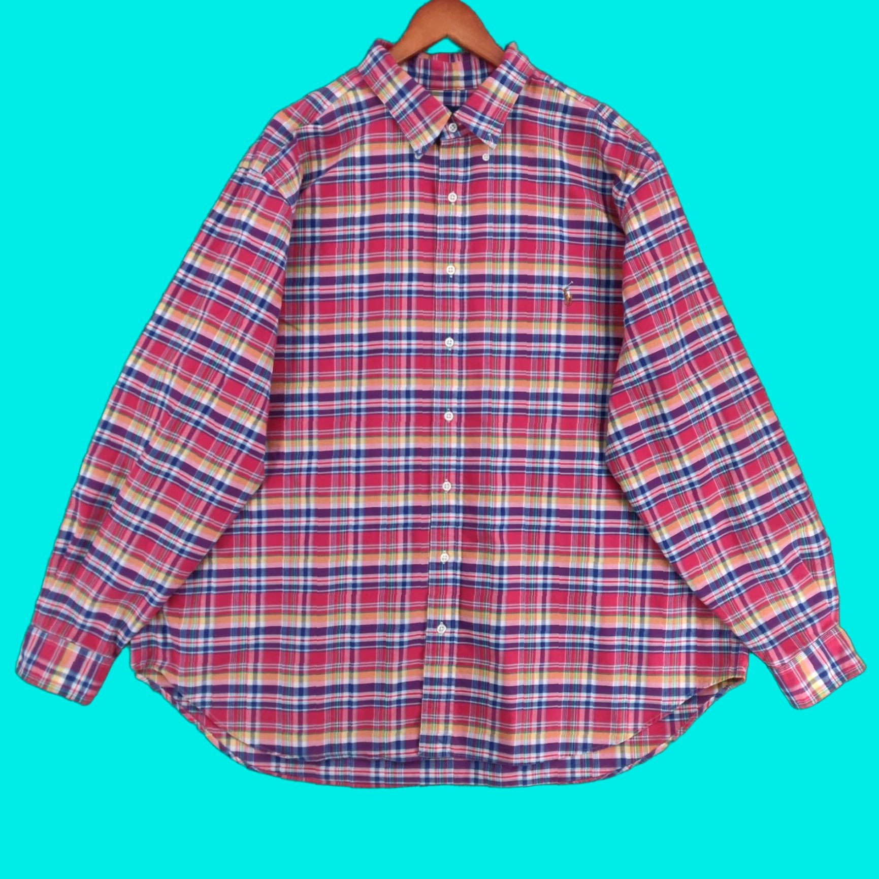 Polo Ralph Lauren Polo Ralph Lauren Shirt Mens 2XB 2XL Big & Tall Plaid Long Sleeve Button-Up Collared Navy Pony Color: Multicolor Size US XXL / EU 58 / 5 - 1 Thumbnail