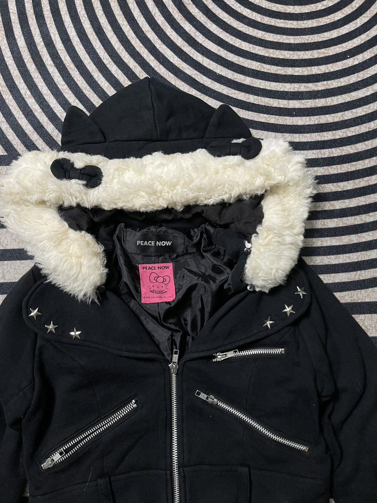 Japanese Brand 2000s HELLO KITTY X BLACK PEACE NOW RIDER JACKET RARE DESIGN Size M / US 6-8 / IT 42-44 - 6 Thumbnail