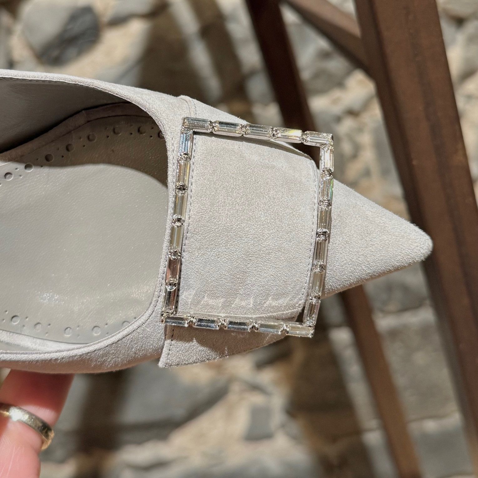 Manolo Blahnik Manolo Blahnik Grey Suede Dolores 50 Slingback Pumps Size US 5.5 / IT 35.5 - 5 Thumbnail