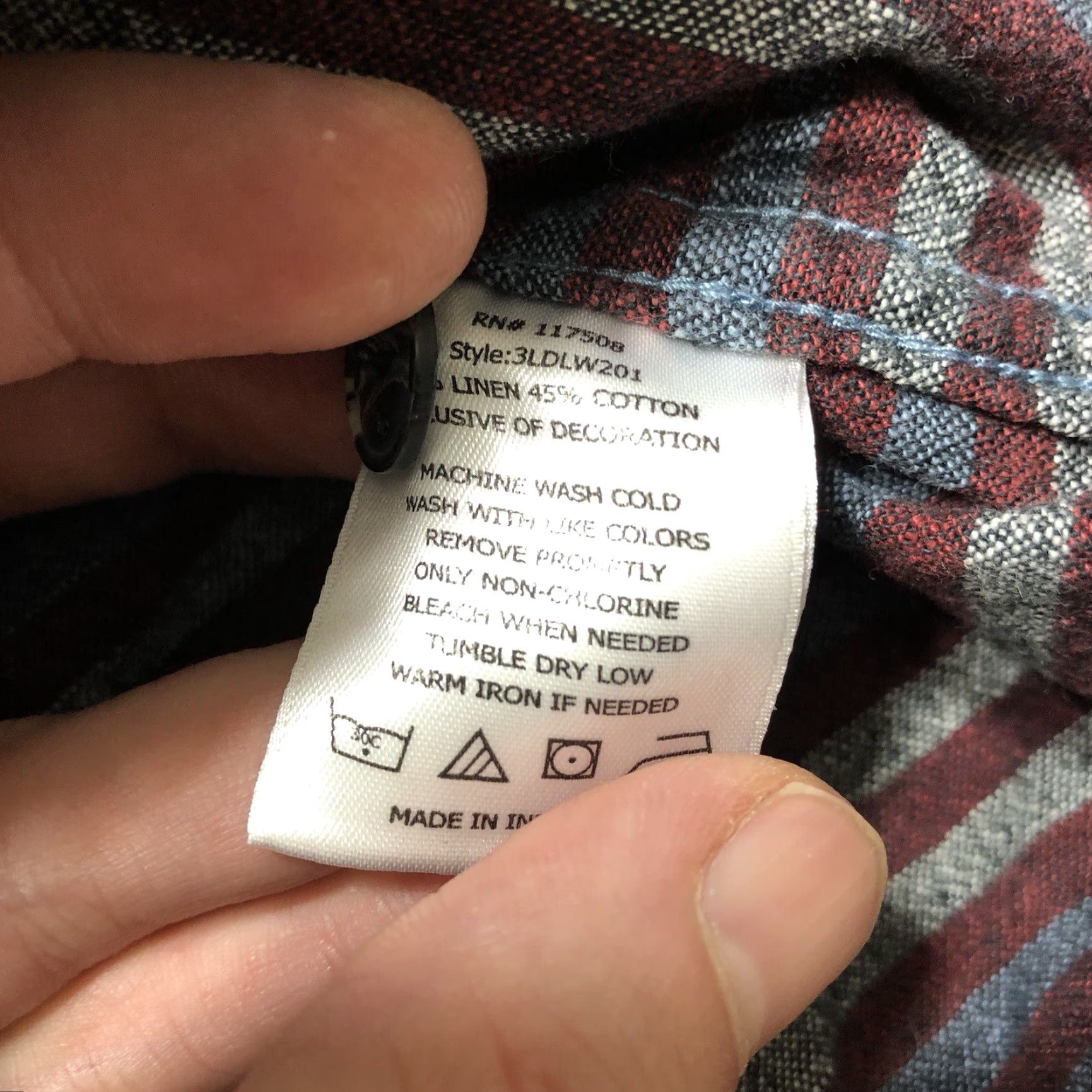 Levi's Levi's Abbey Linen Blend Striped Shirt Mens Large Red Blue Long Sleeve Button-Up Casual Size US L / EU 52-54 / 3 - 5 Thumbnail