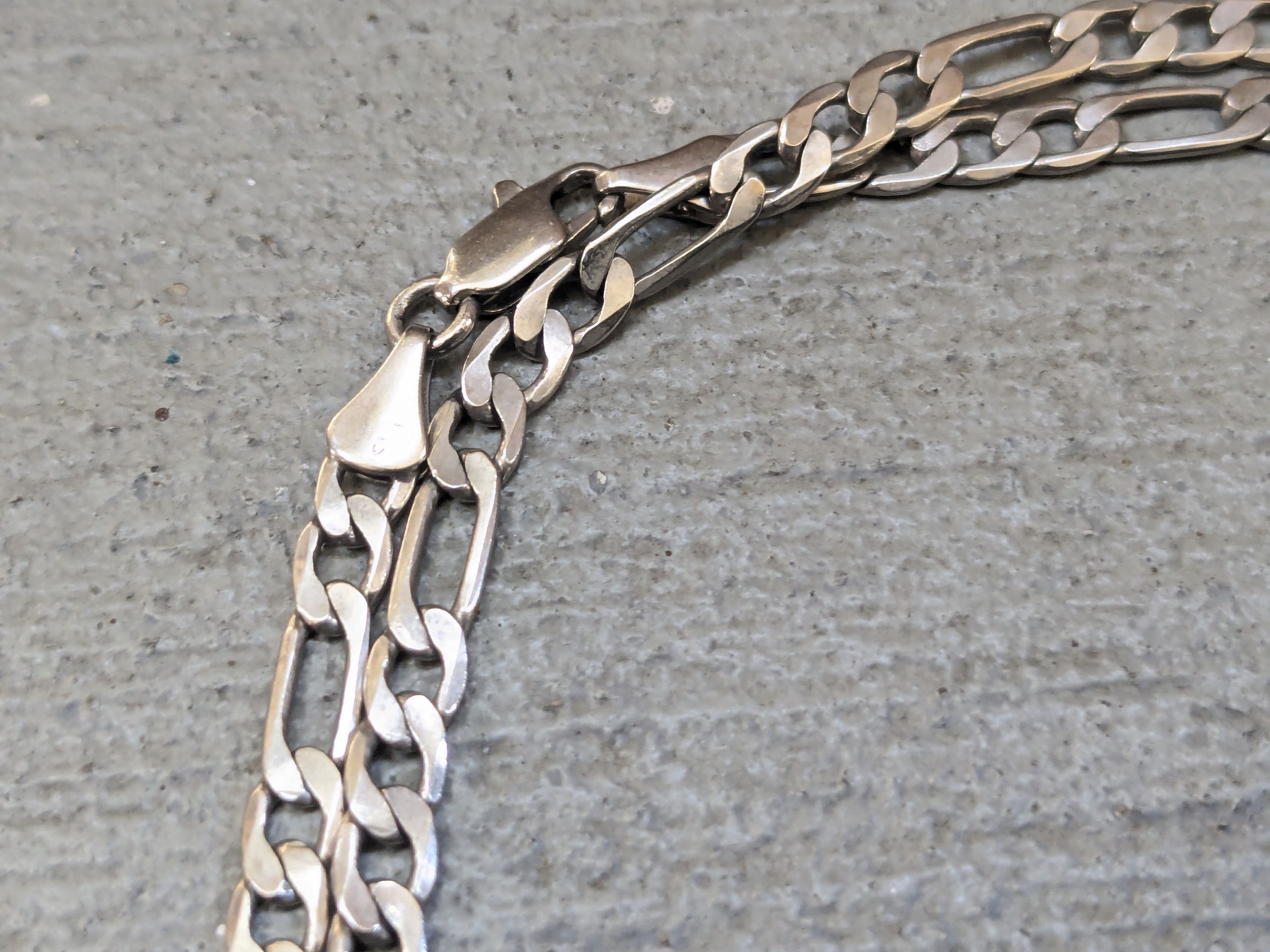 Jewelry Sterling Silver Bracelet 20" Figaro Italy Biker Punk Size ONE SIZE - 3 Thumbnail