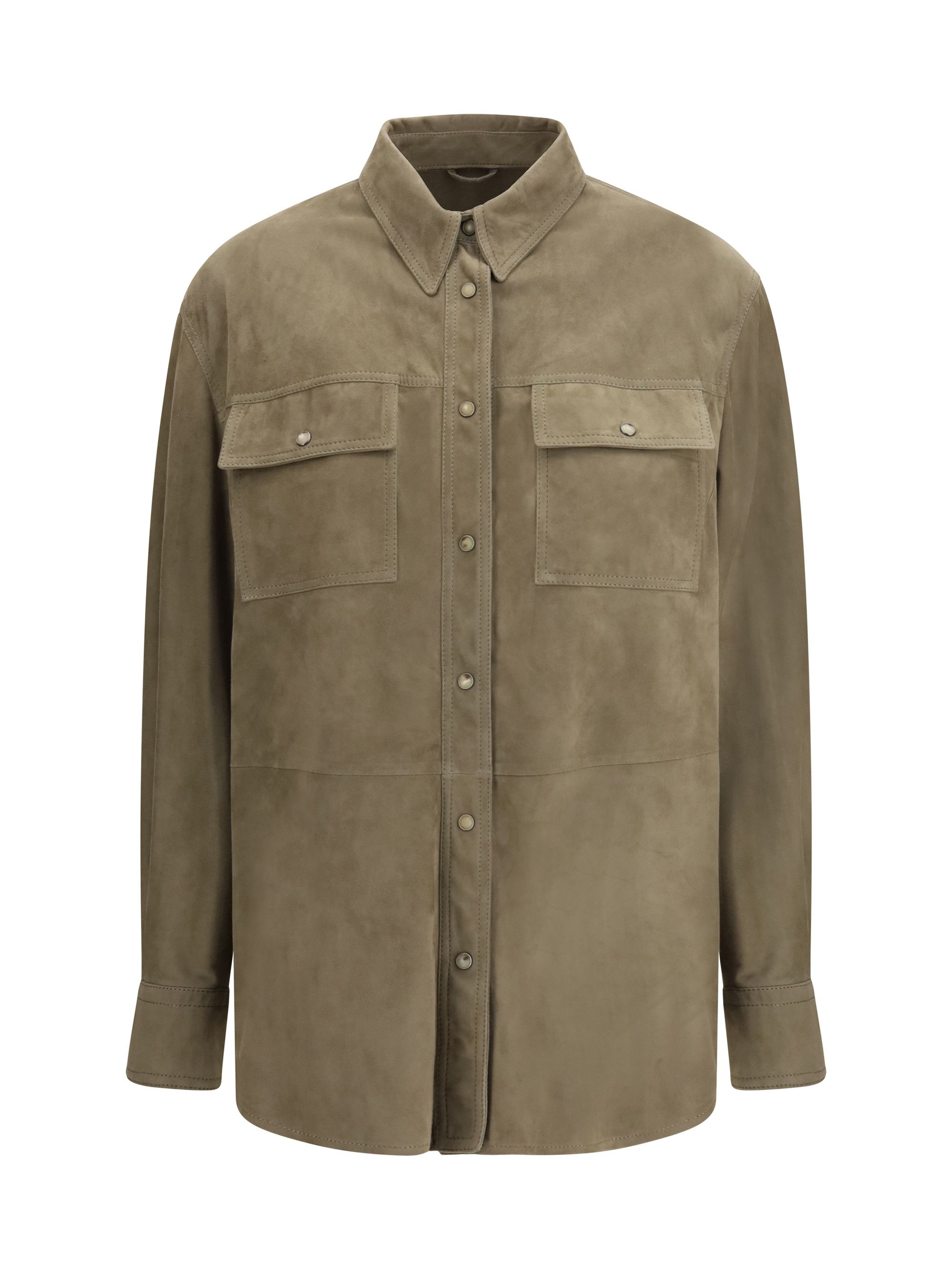 Brunello Cucinelli Leather Shirt with chest pockets Size M / US 6-8 / IT 42-44 - 1 Thumbnail