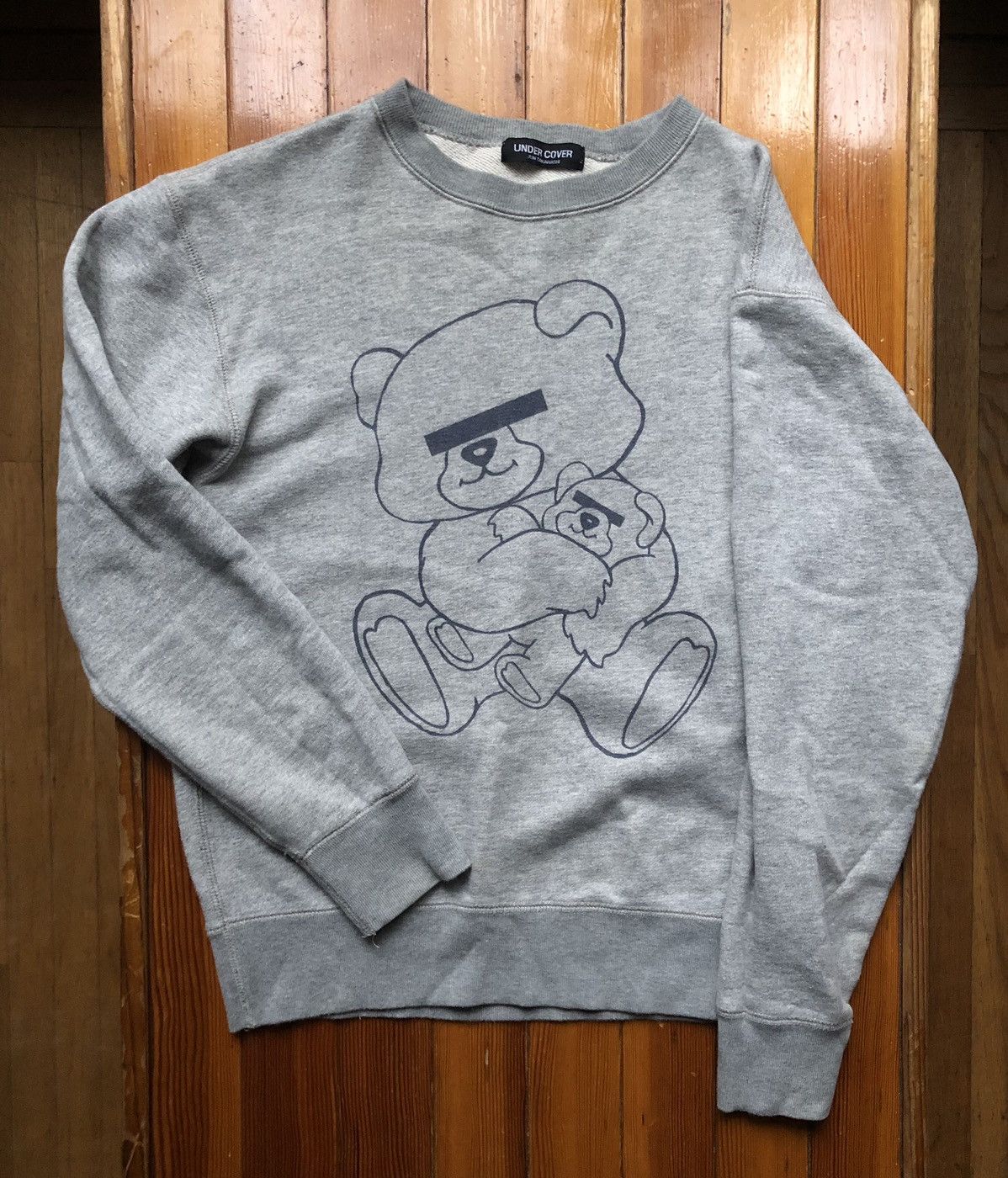 image of Jun Takahashi x Undercover Vintage Undercover Blindfolded Bear Sweatshirt in Grey (Size Small)