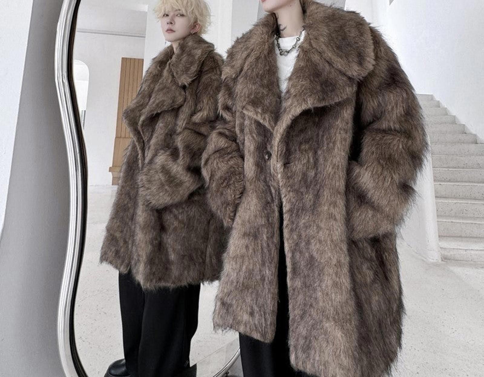 Japanese Brand Oversized Faux Fur Coat, Warm Outerwear Size US M / EU 48-50 / 2 - 2 Thumbnail