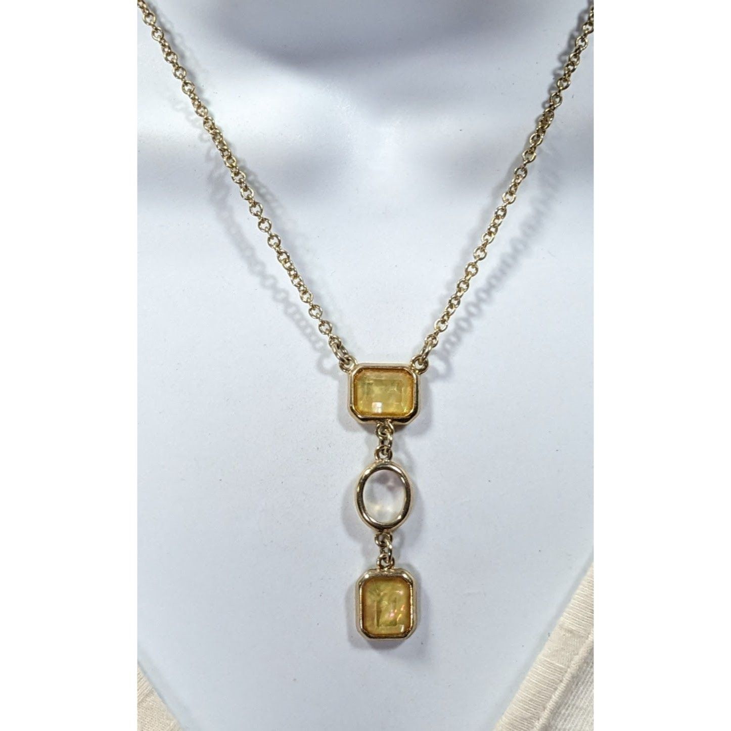 Other Elegant Glam Yellow Gemmed Gold Tone Y Drop Necklace Size ONE SIZE - 6 Thumbnail