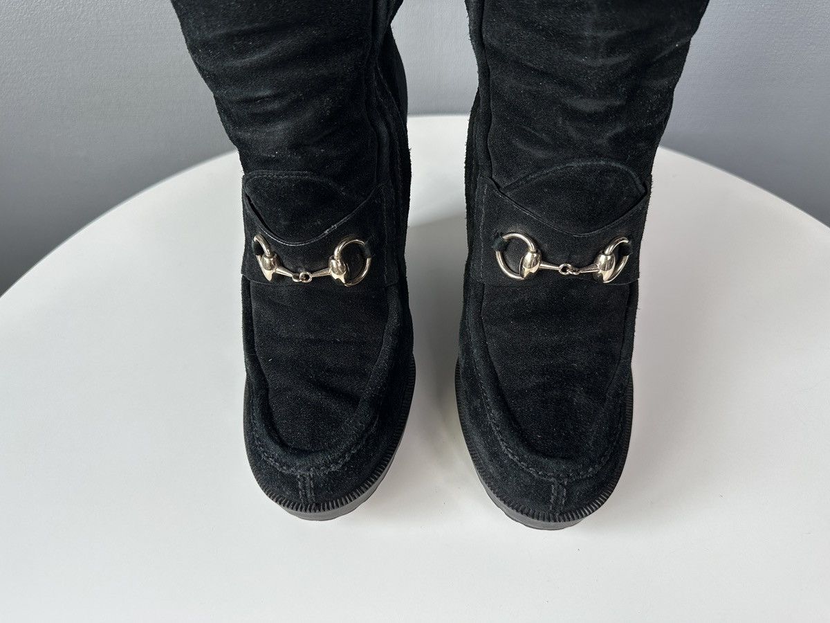 Gucci GUCCI Black Suede Horsebit Wedge Tall Boots Knee High EU 39 Size US 9 / IT 39 - 2 Thumbnail