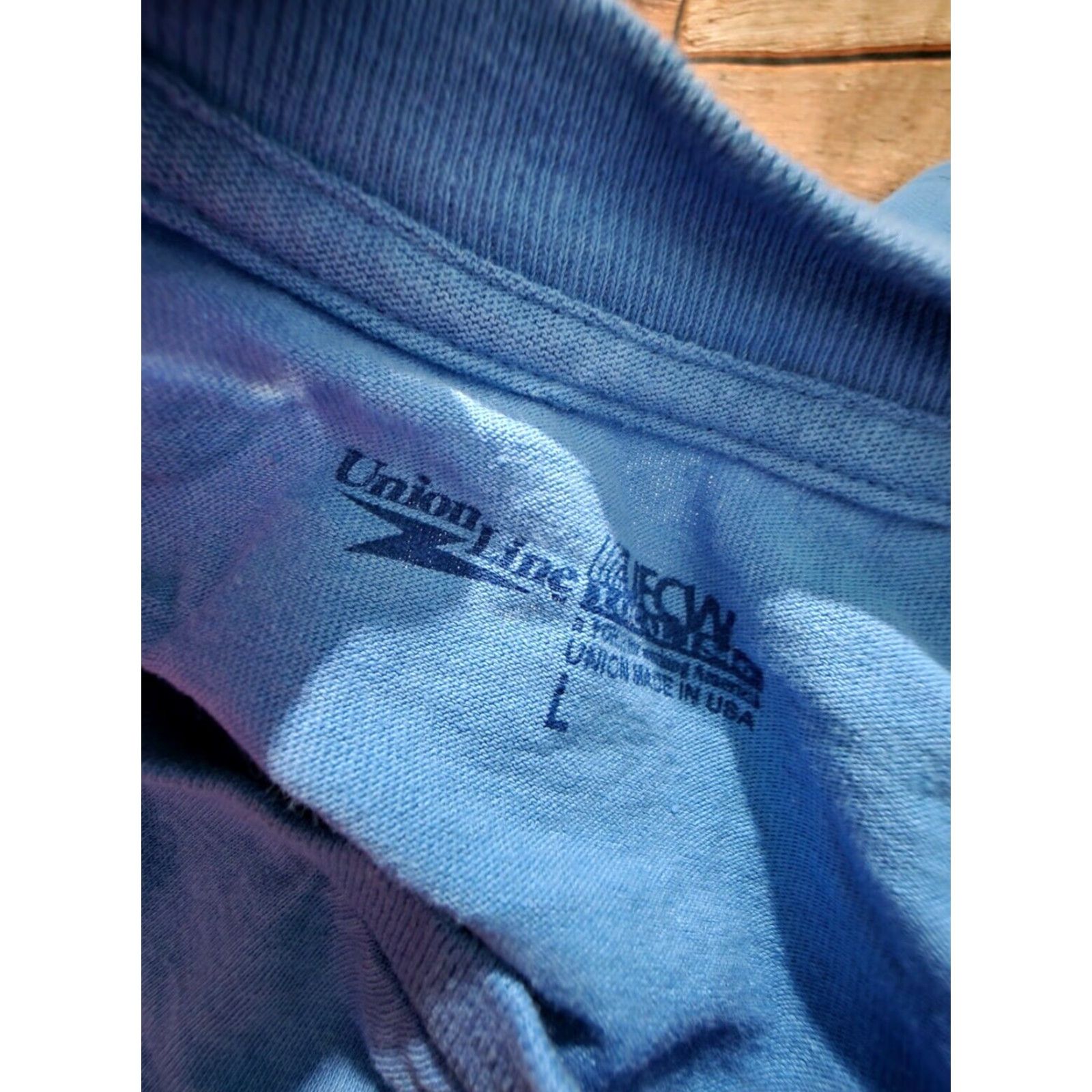 Vintage Vintage Union Line Men's T-Shirt Short Sleeve Crew Neck USA Plumbers Union Augusta GA Blue Medium Size US M / EU 48-50 / 2 - 4 Thumbnail