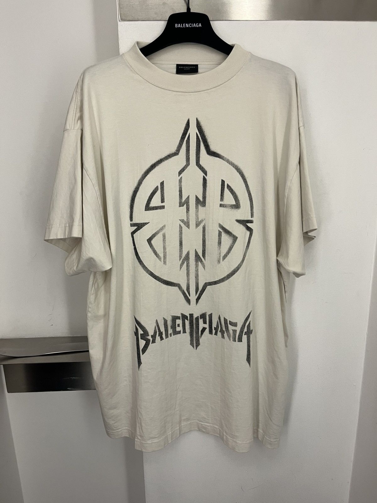 Balenciaga METAL BB STENCIL T-SHIRT IN ECRU | Grailed