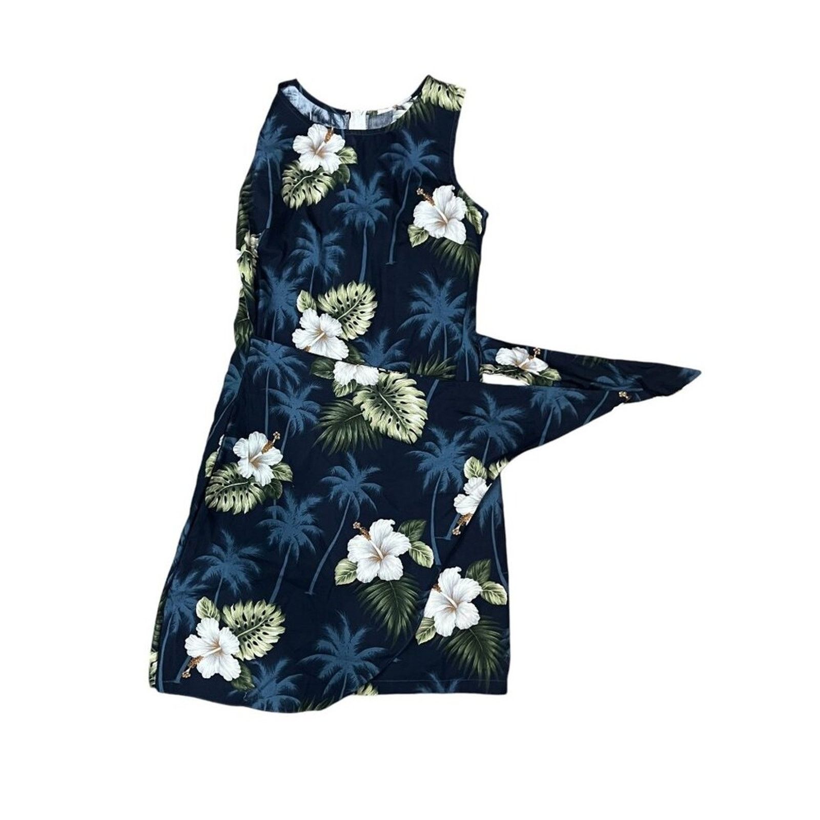 Pacific Legend Pacific Legend Faux Wrap Blue White Hibiscus Palm Dress M Size M / US 6-8 / IT 42-44 - 4 Thumbnail
