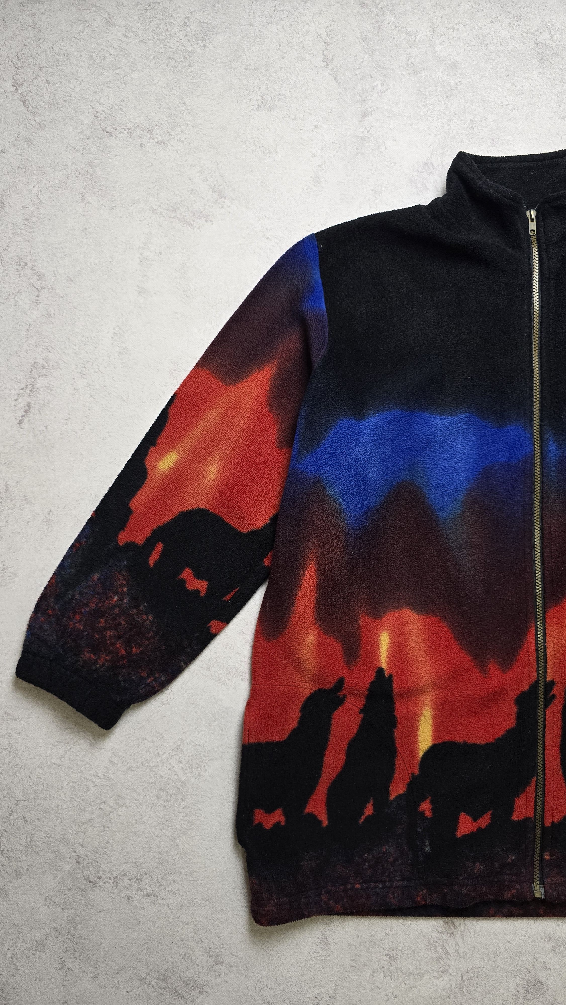 Other Vintage Jacques Lorant Wolf Fleece Jacket Northern Lights Size L / US 10 / IT 46 - 6 Thumbnail