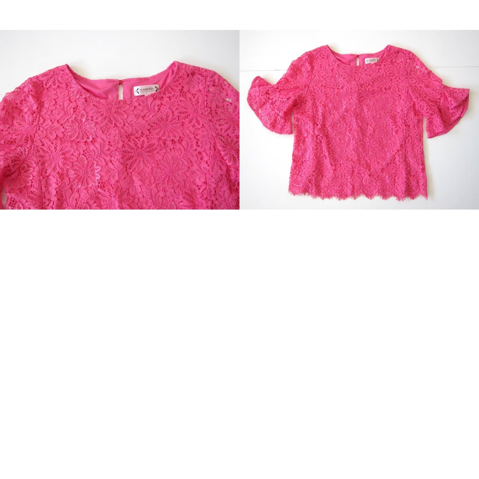 Nanette Lepore Nanette Lepore Neon Pink Crochet Knit Floral Flare Sleeve Tunic Blouse Top S Pink Women Blouse Floral Tunic 60% cotton 30% nylon 10% rayon M Size S / US 4 / IT 40 - 8 Thumbnail